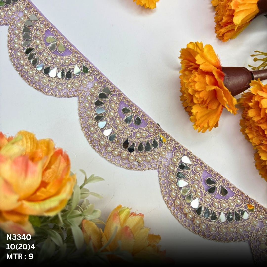 Fancy Net Handwork Lace Border for Saree Bridal Wear