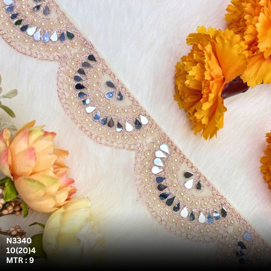 Fancy Net Handwork Lace Border for Saree Bridal Wear