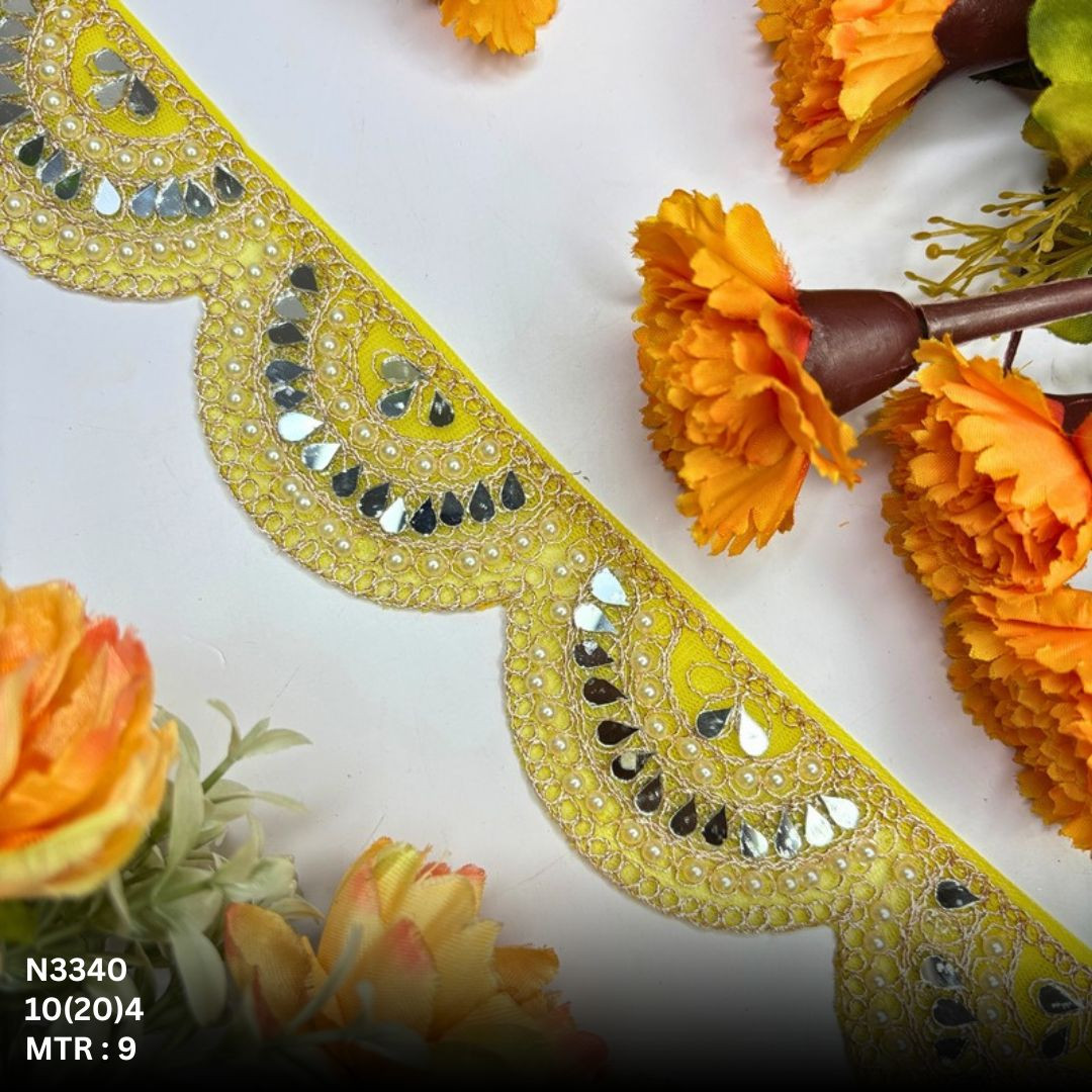 Fancy Net Handwork Lace Border for Saree Bridal Wear