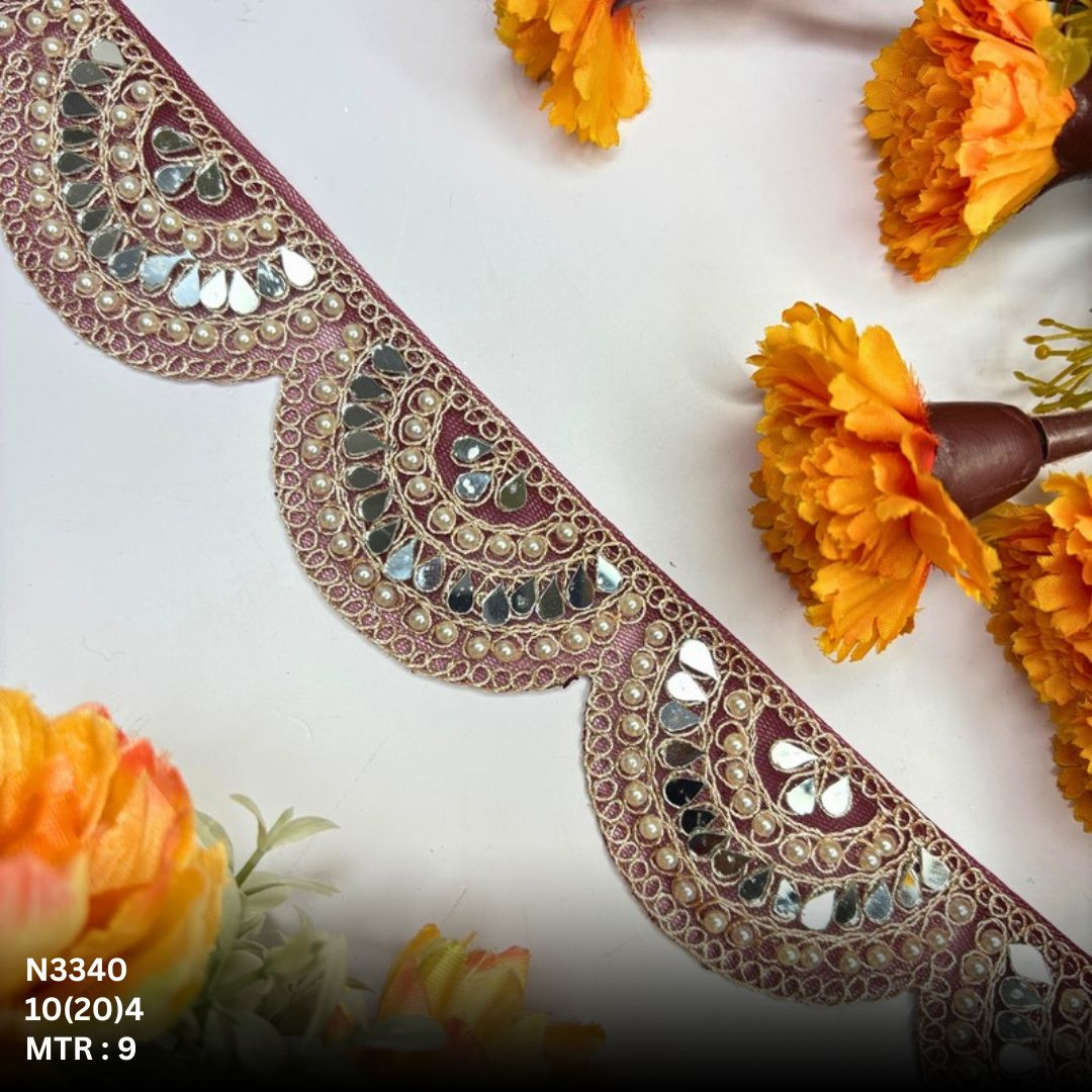 Fancy Net Handwork Lace Border for Saree Bridal Wear
