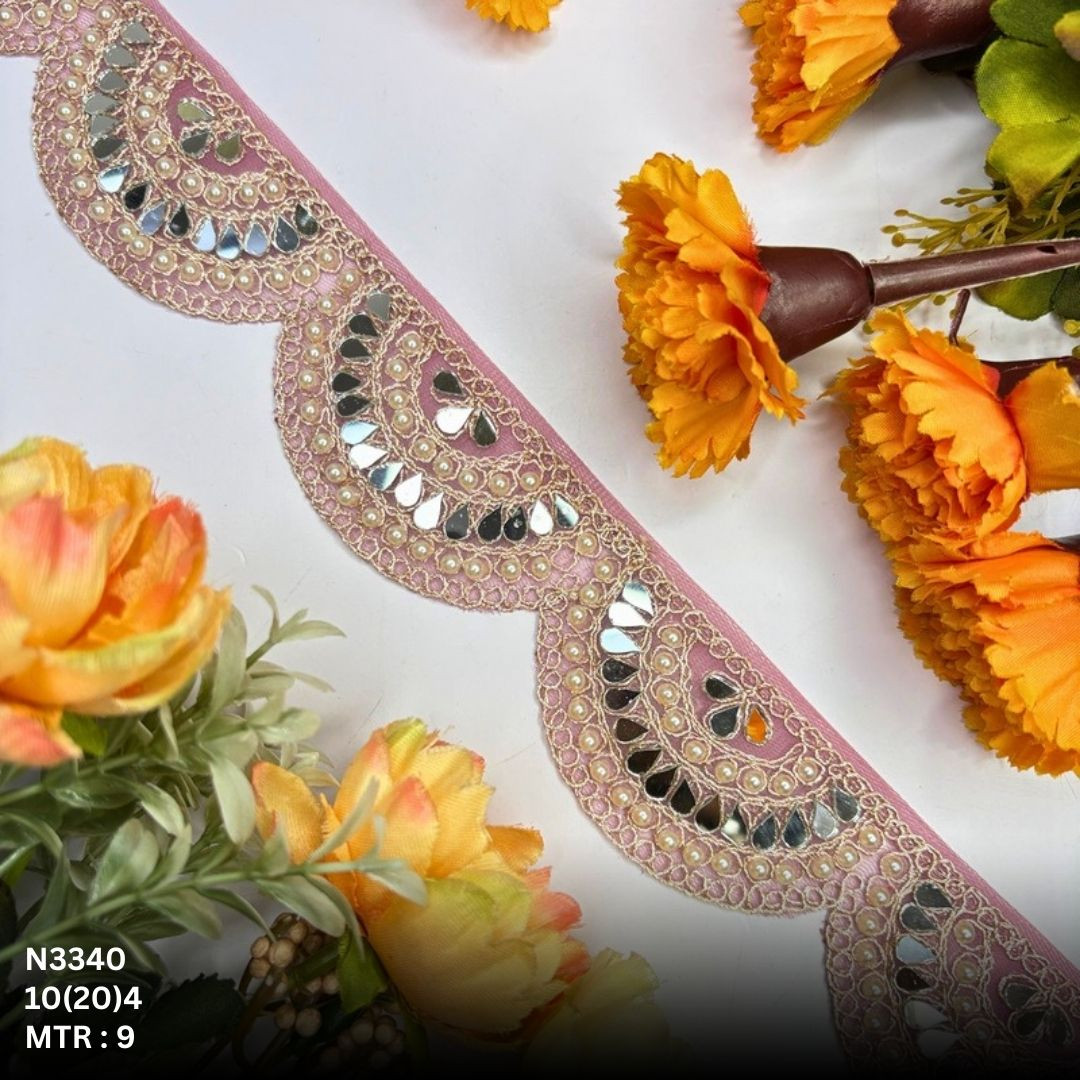 Fancy Net Handwork Lace Border for Saree Bridal Wear