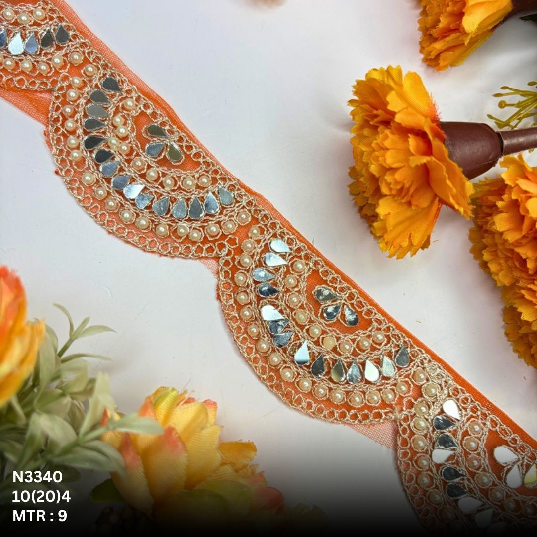 Fancy Net Handwork Lace Border for Saree Bridal Wear