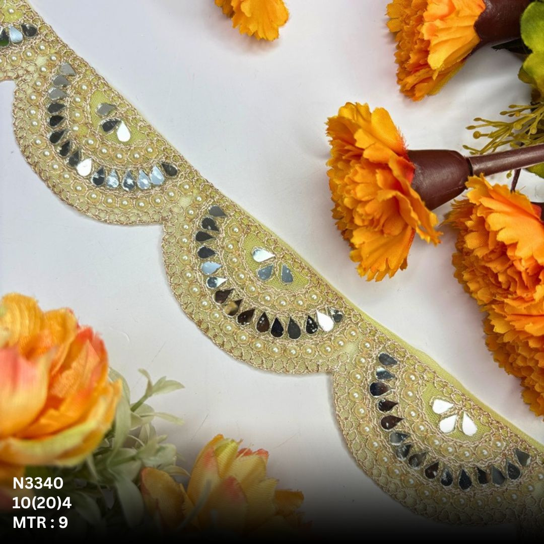 Fancy Net Handwork Lace Border for Saree Bridal Wear