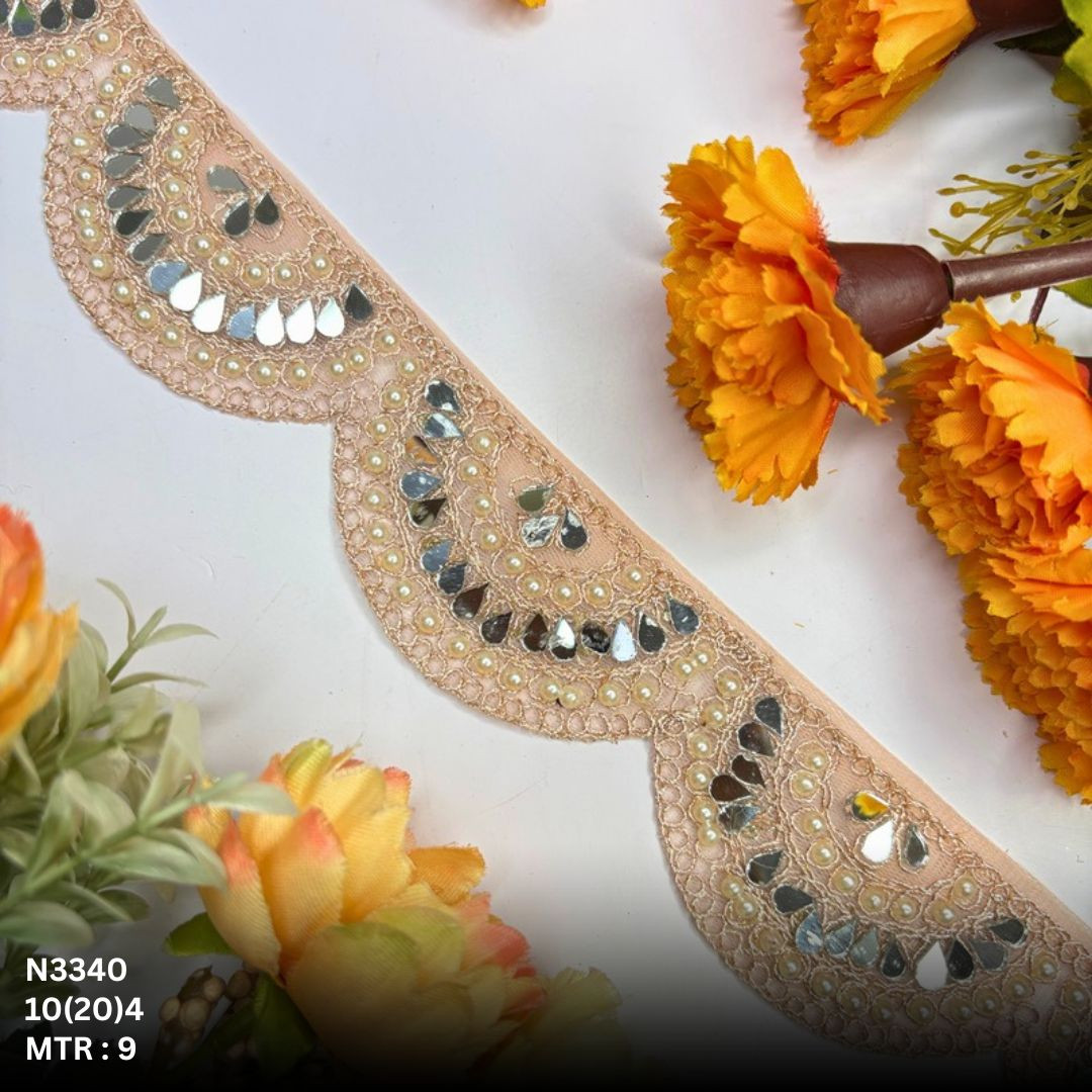 Fancy Net Handwork Lace Border for Saree Bridal Wear