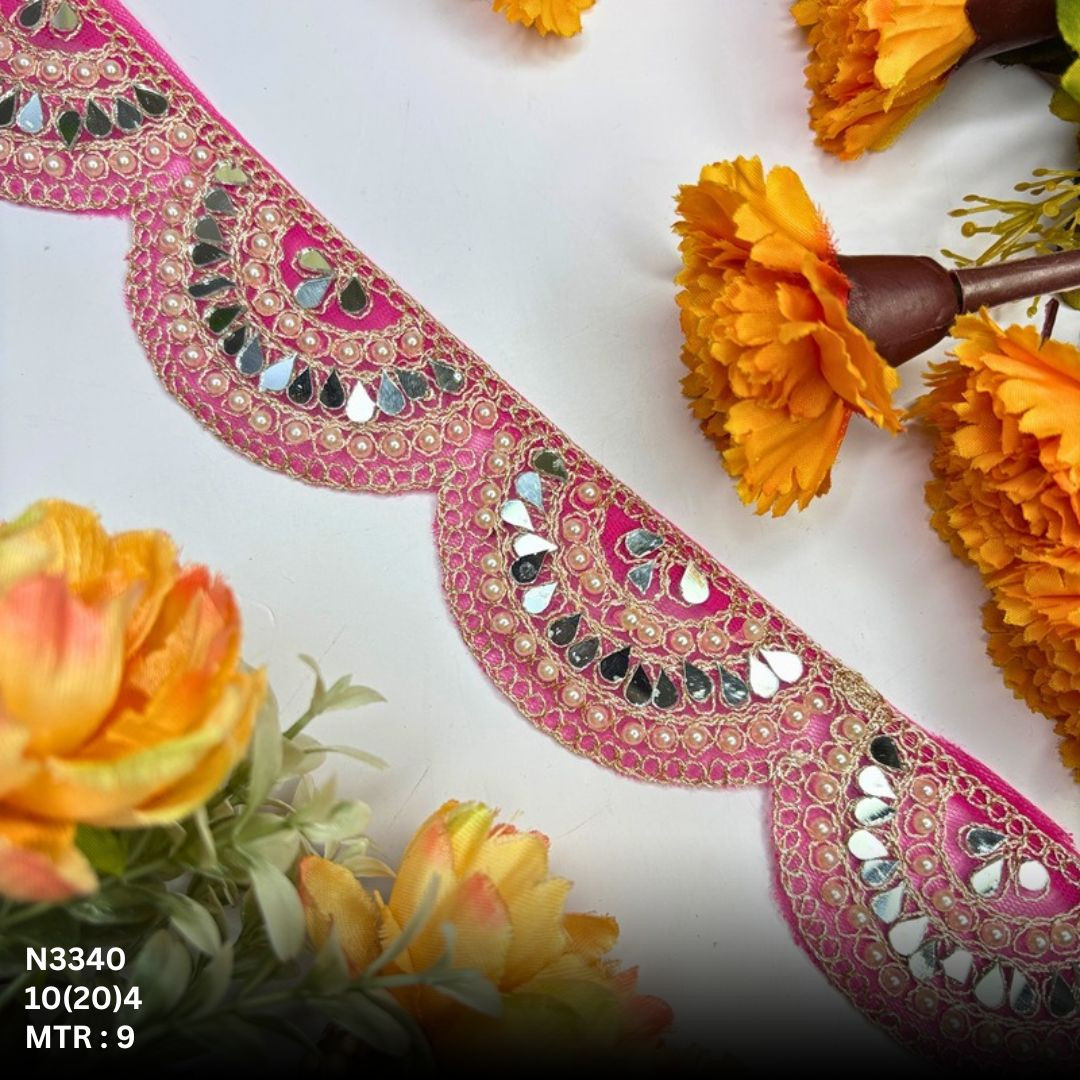 Fancy Net Handwork Lace Border for Saree Bridal Wear