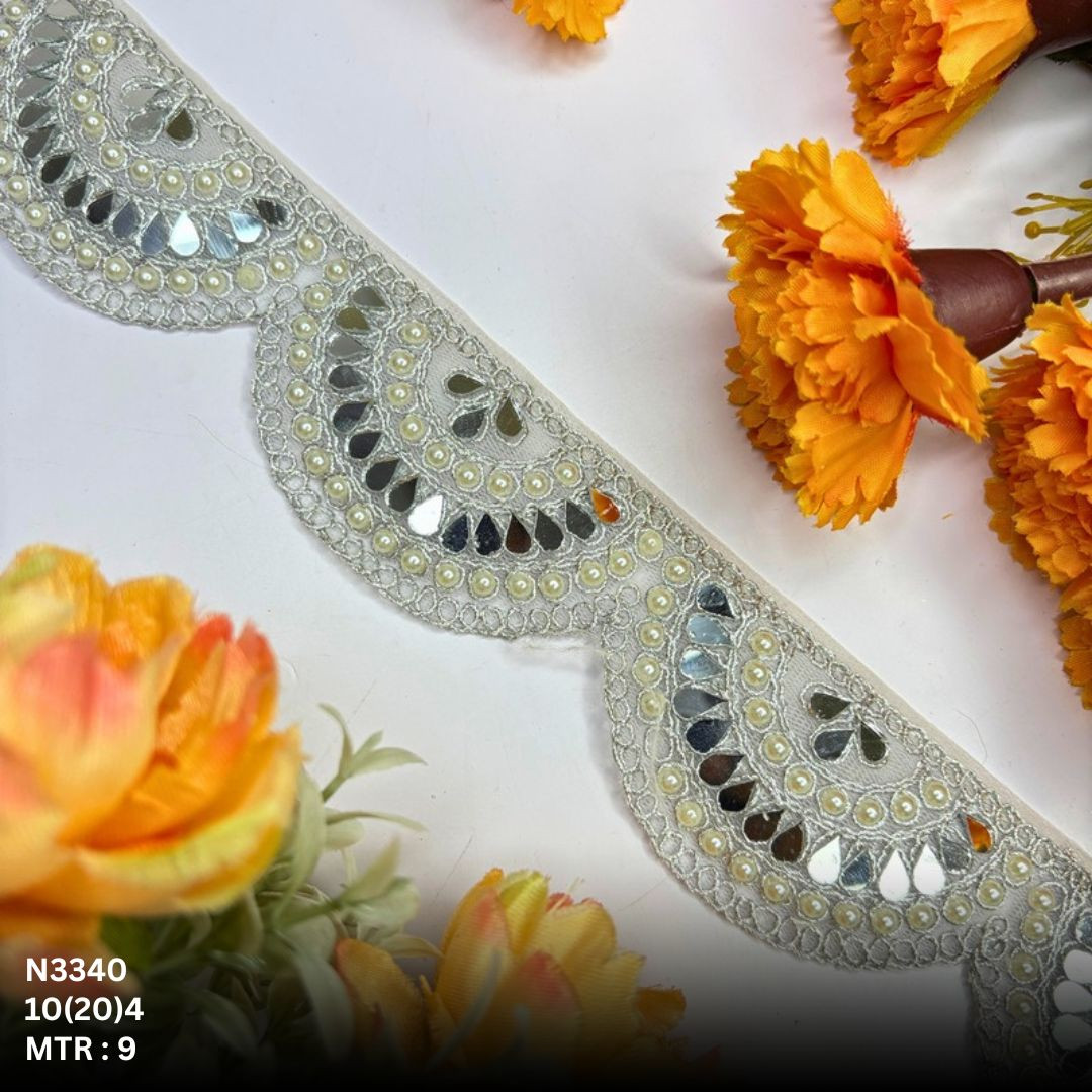 Fancy Net Handwork Lace Border for Saree Bridal Wear