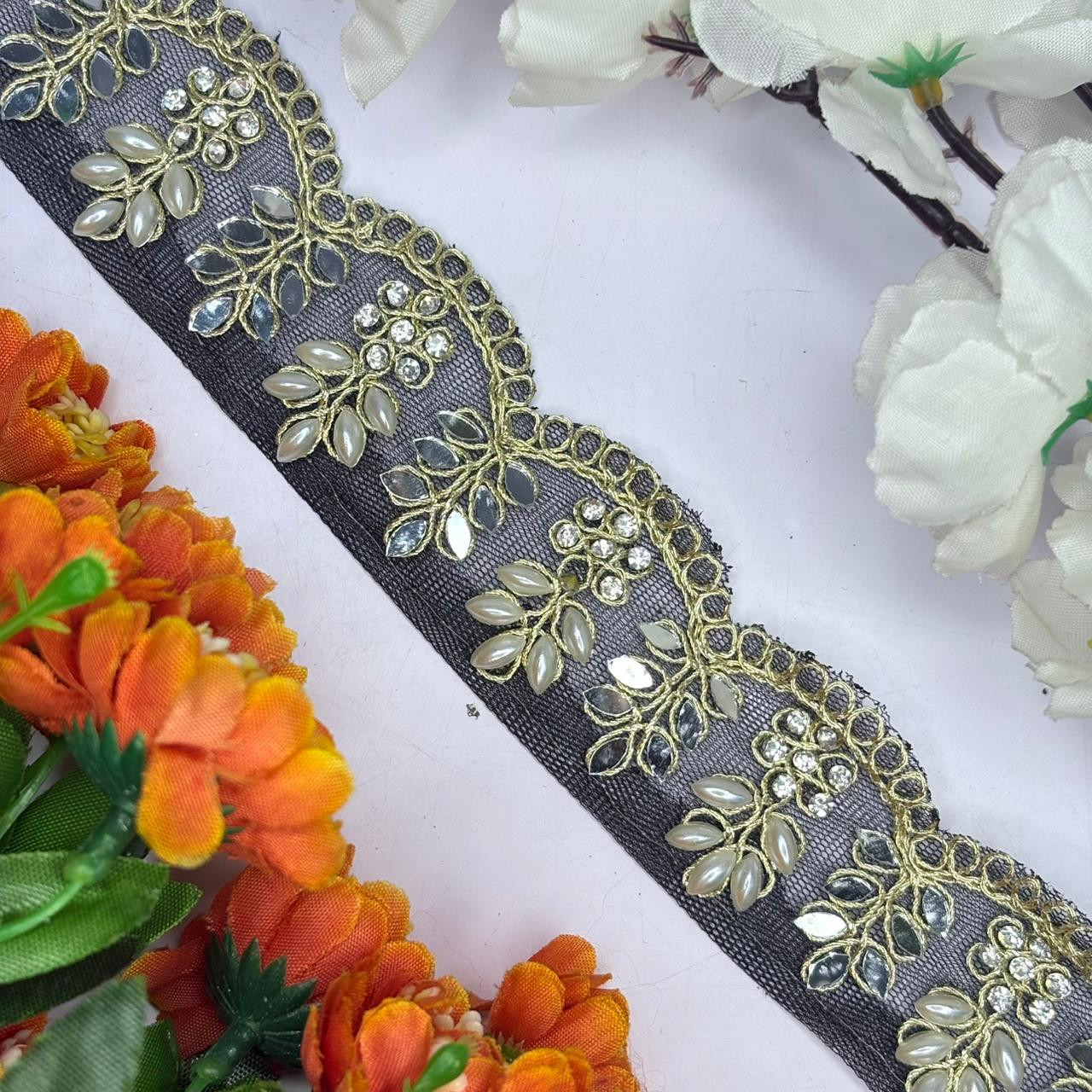 Premium Net Handwork Lace Border for Saree Bridal Wear
