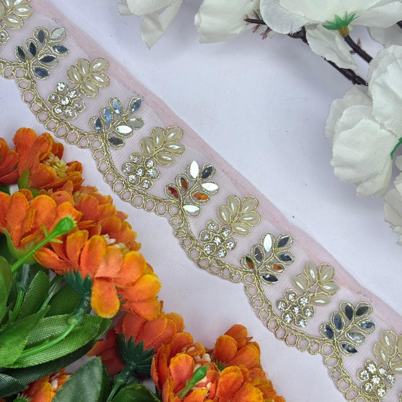 Premium Net Handwork Lace Border for Saree Bridal Wear