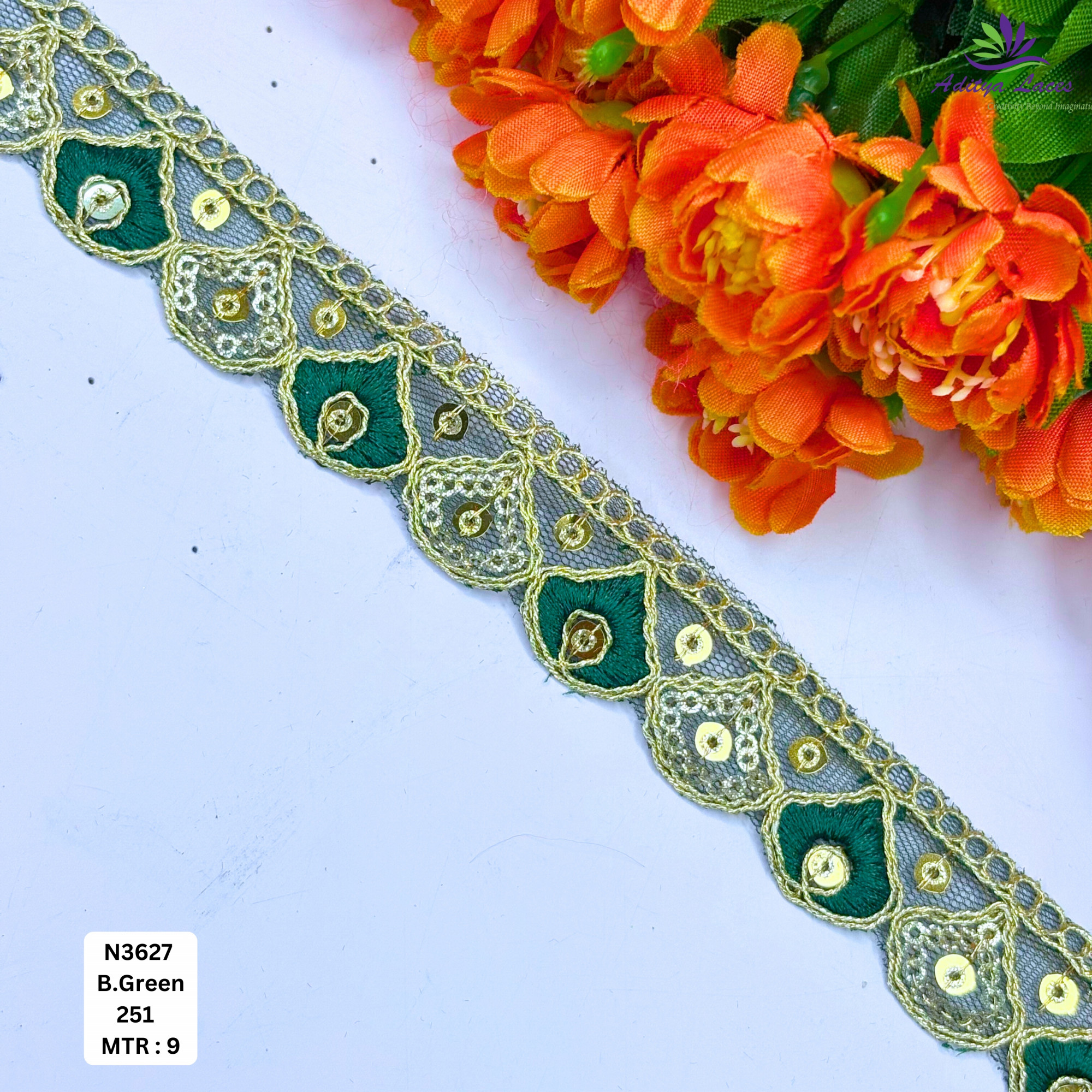 Fancy Embroidered Net Lace Border for Saree Bridal Wear