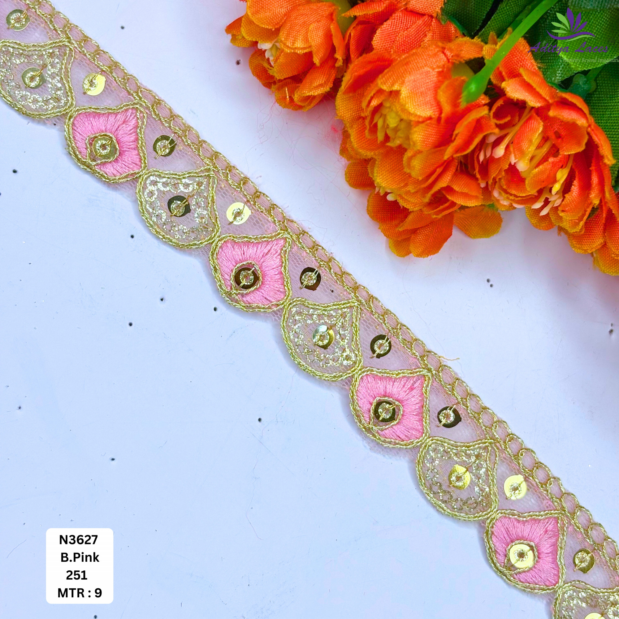 Fancy Embroidered Net Lace Border for Saree Bridal Wear