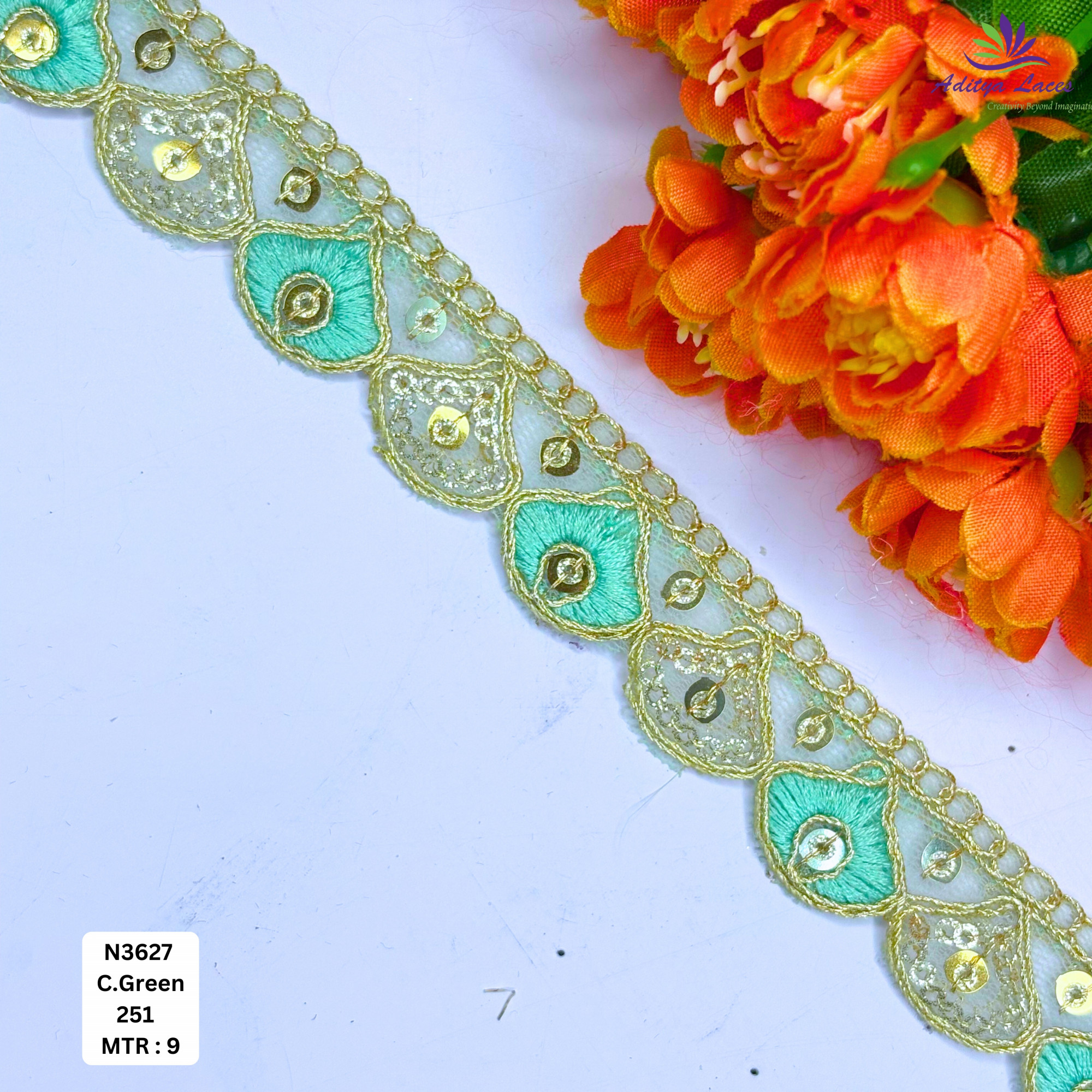 Fancy Embroidered Net Lace Border for Saree Bridal Wear