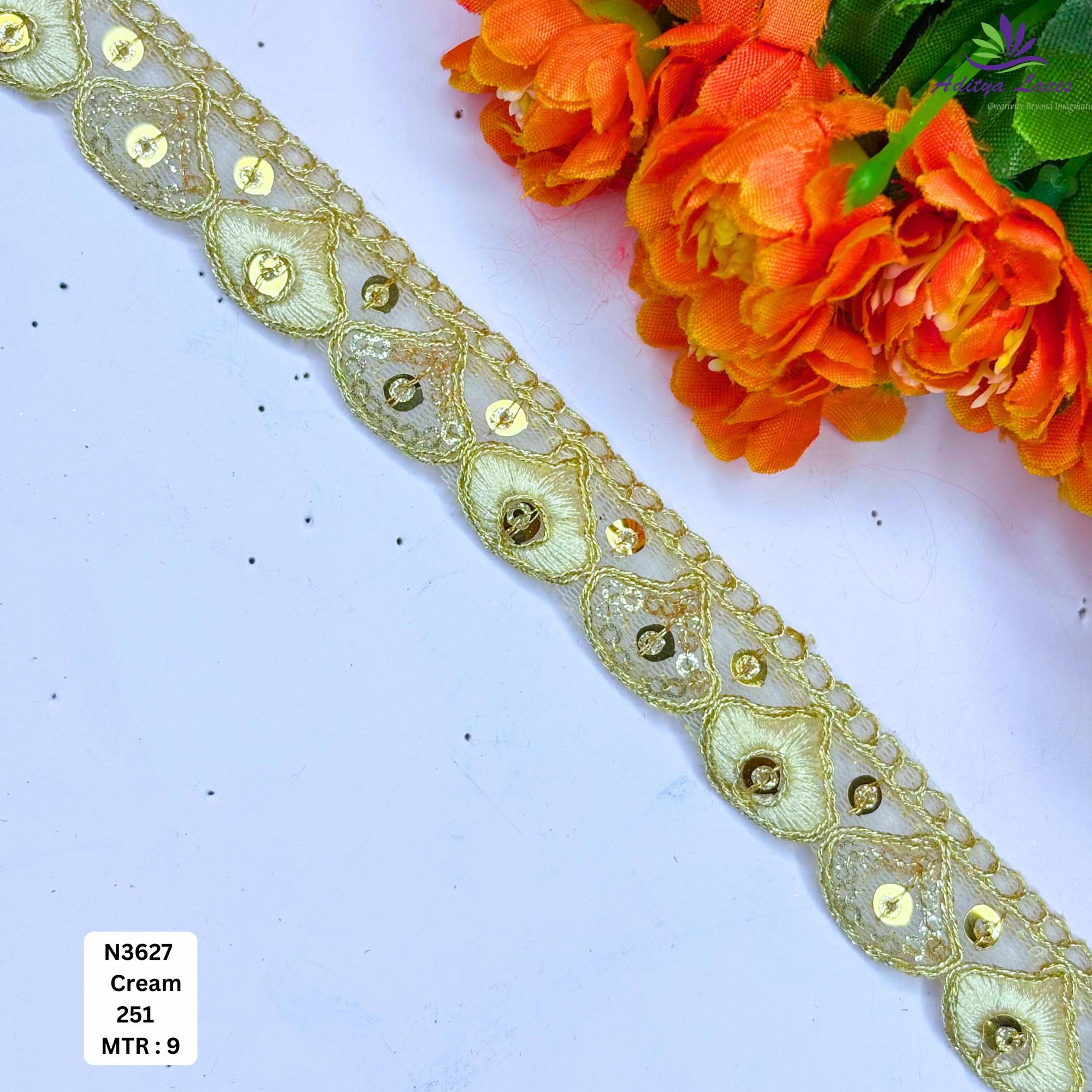 Fancy Embroidered Net Lace Border for Saree Bridal Wear