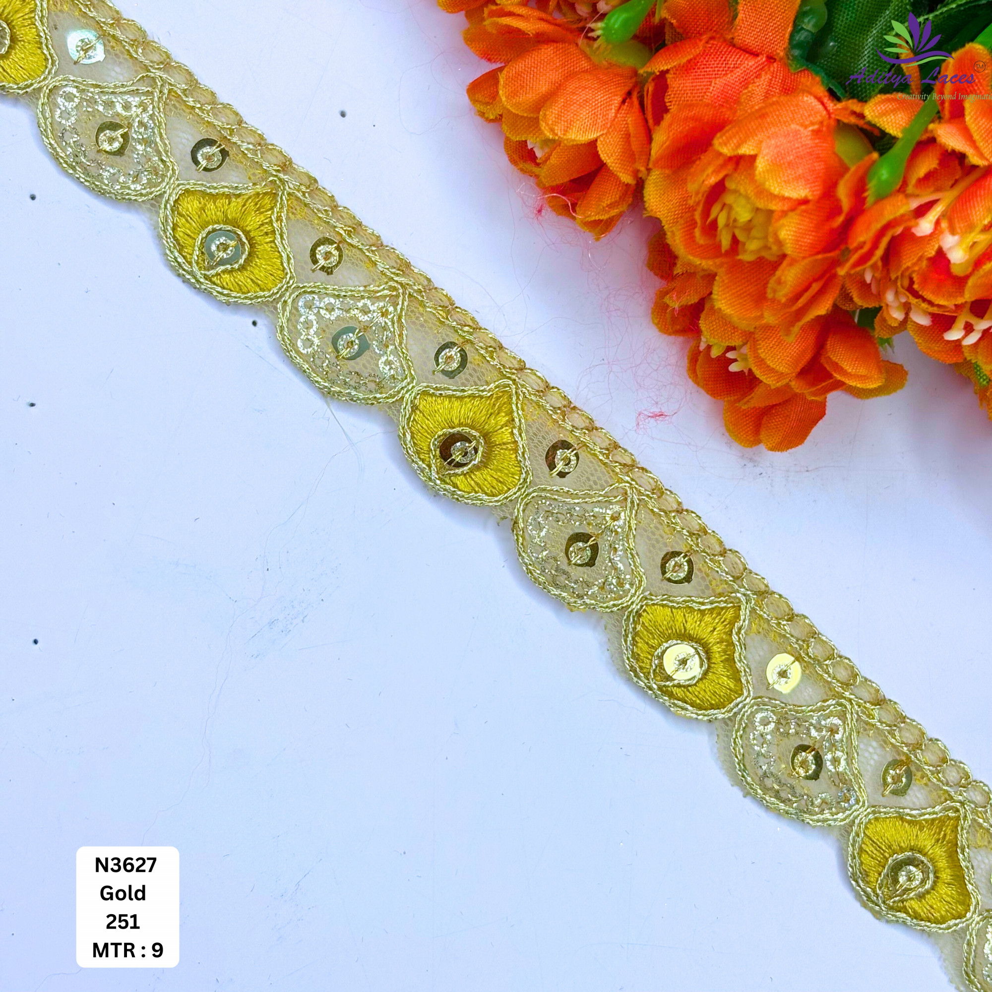 Fancy Embroidered Net Lace Border for Saree Bridal Wear
