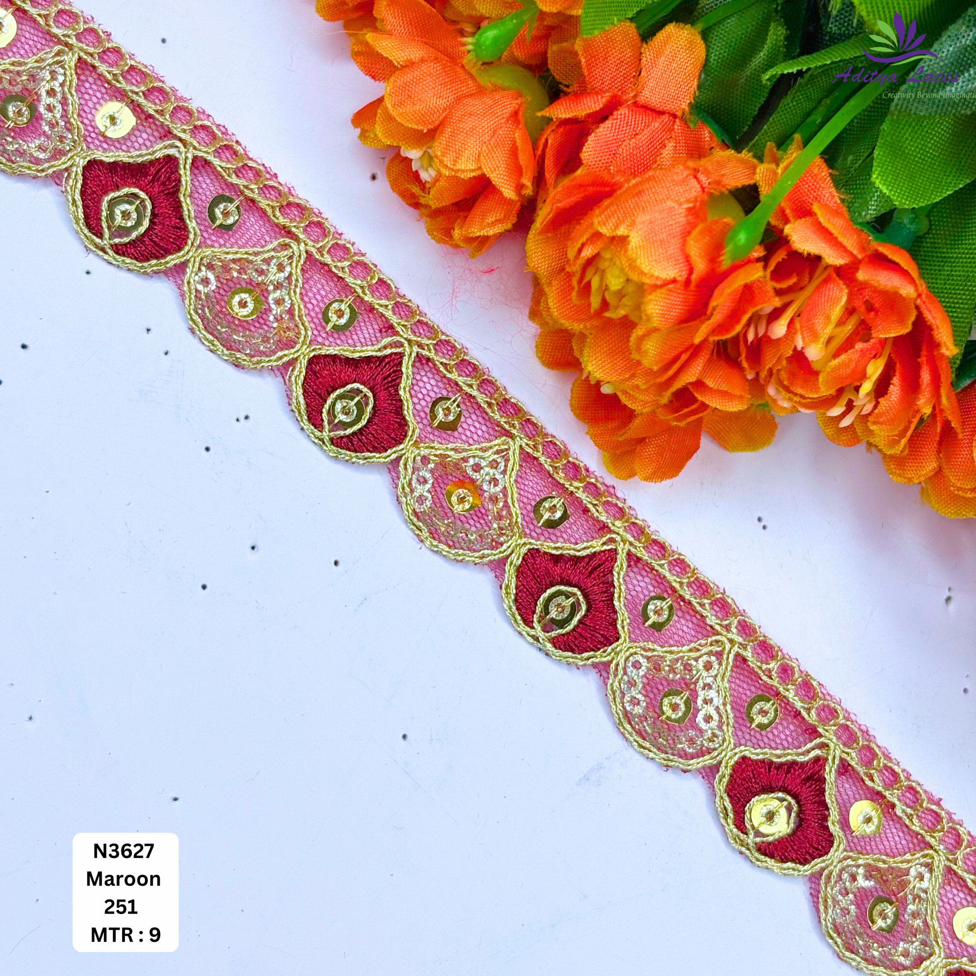 Fancy Embroidered Net Lace Border for Saree Bridal Wear