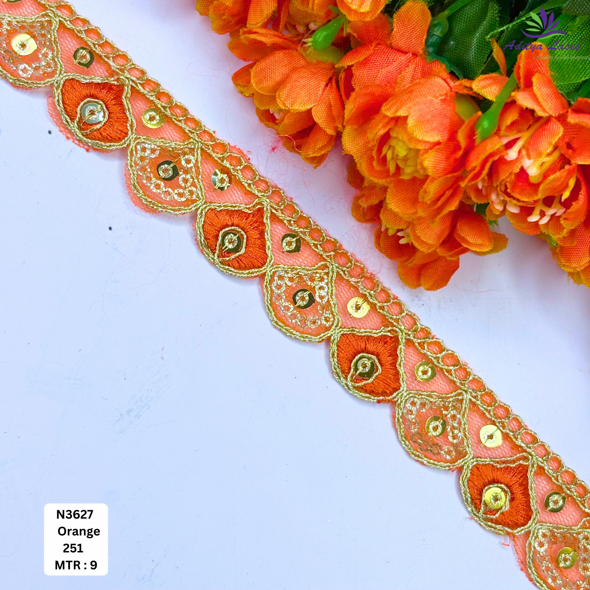 Fancy Embroidered Net Lace Border for Saree Bridal Wear