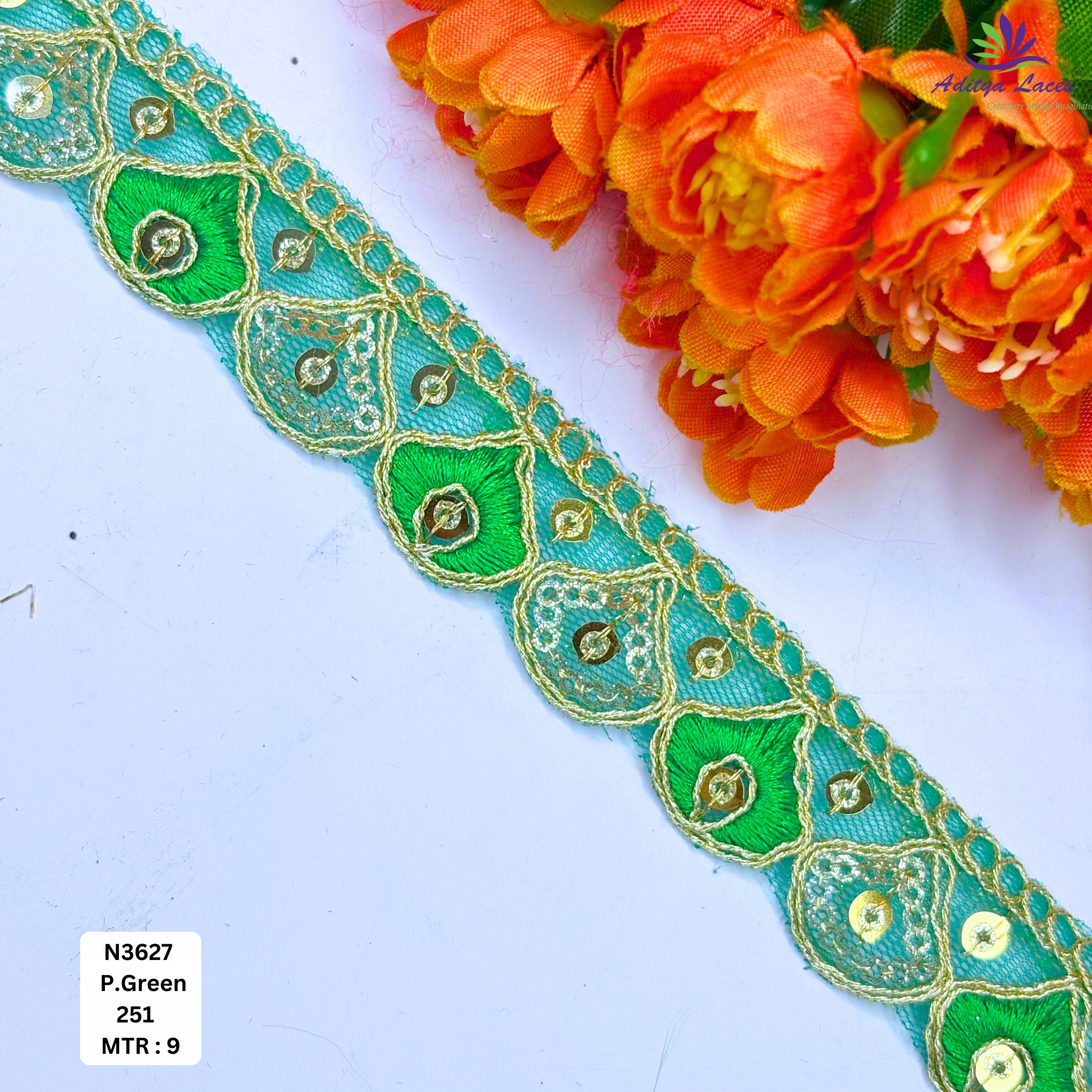 Fancy Embroidered Net Lace Border for Saree Bridal Wear