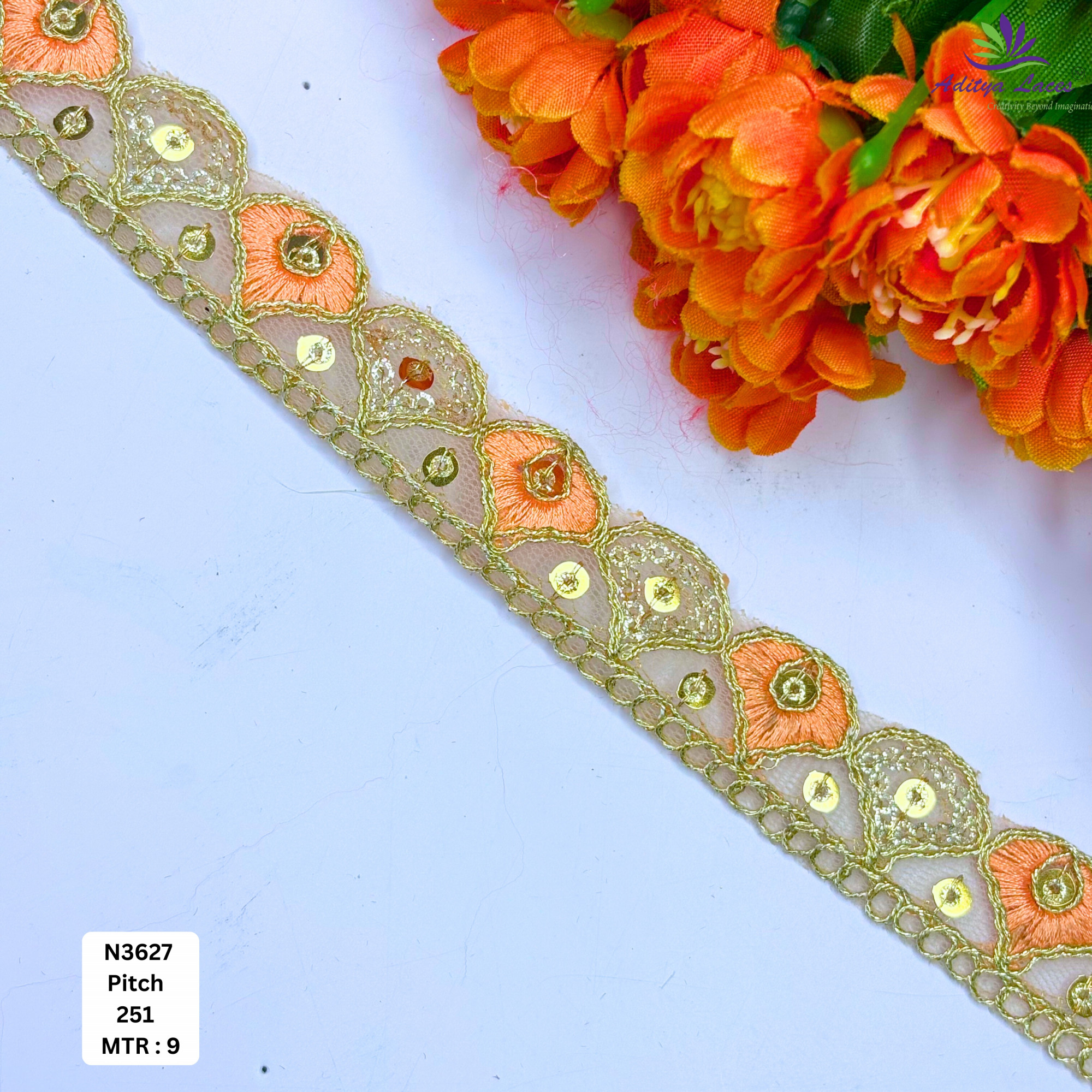 Fancy Embroidered Net Lace Border for Saree Bridal Wear