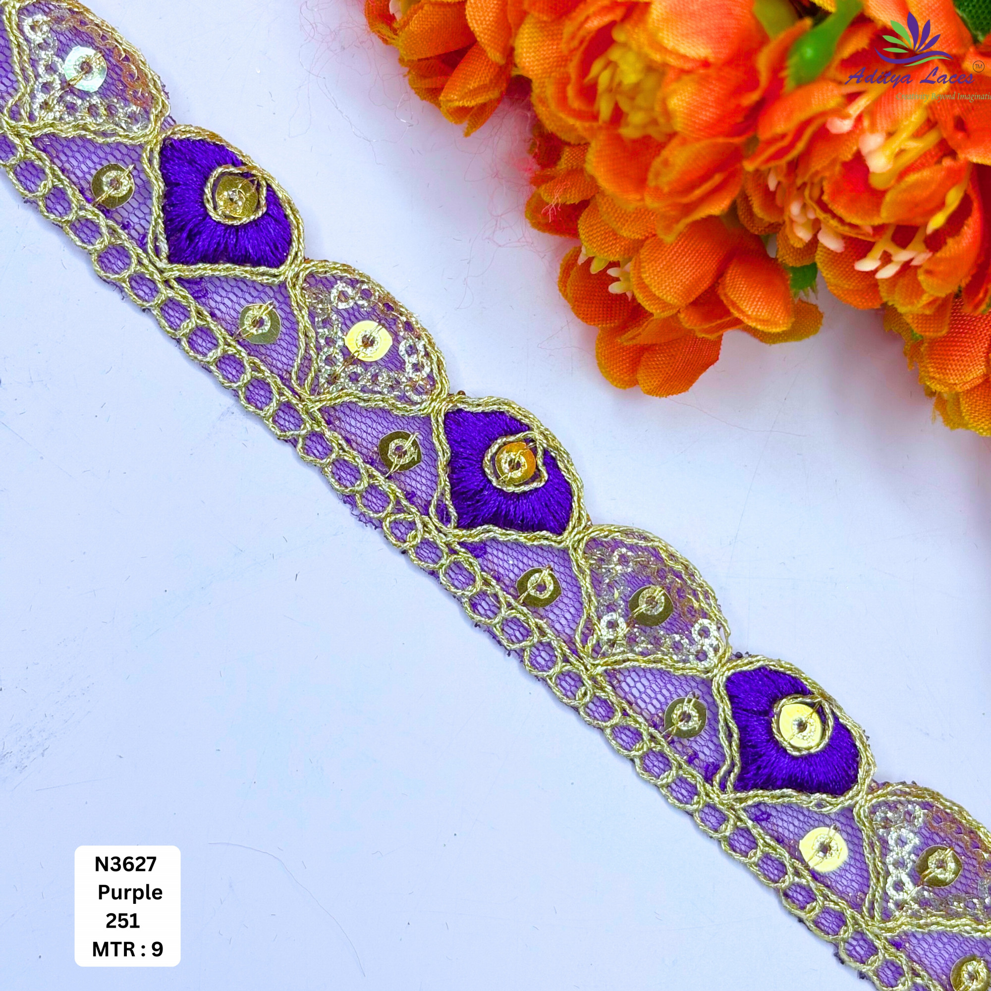 Fancy Embroidered Net Lace Border for Saree Bridal Wear