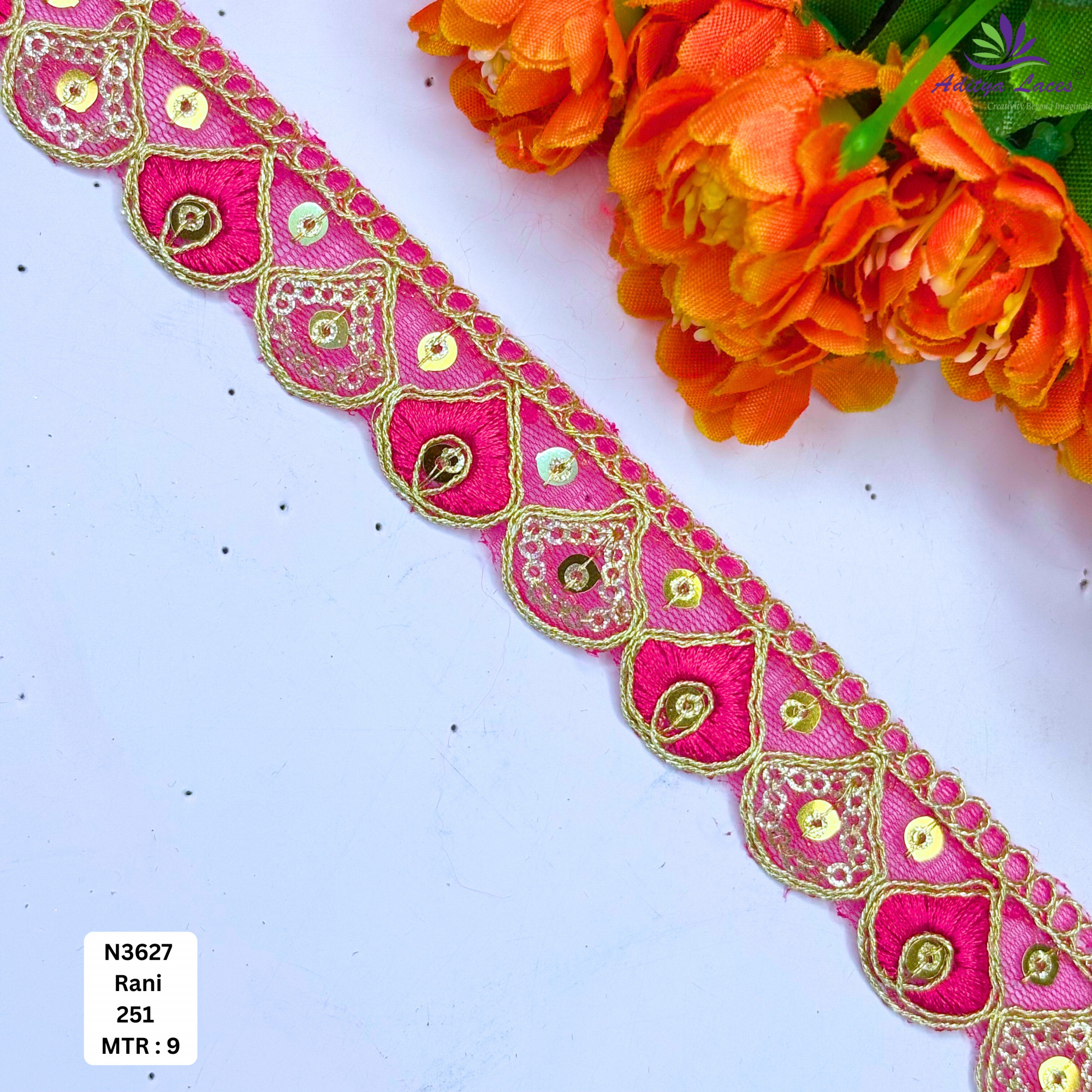 Fancy Embroidered Net Lace Border for Saree Bridal Wear