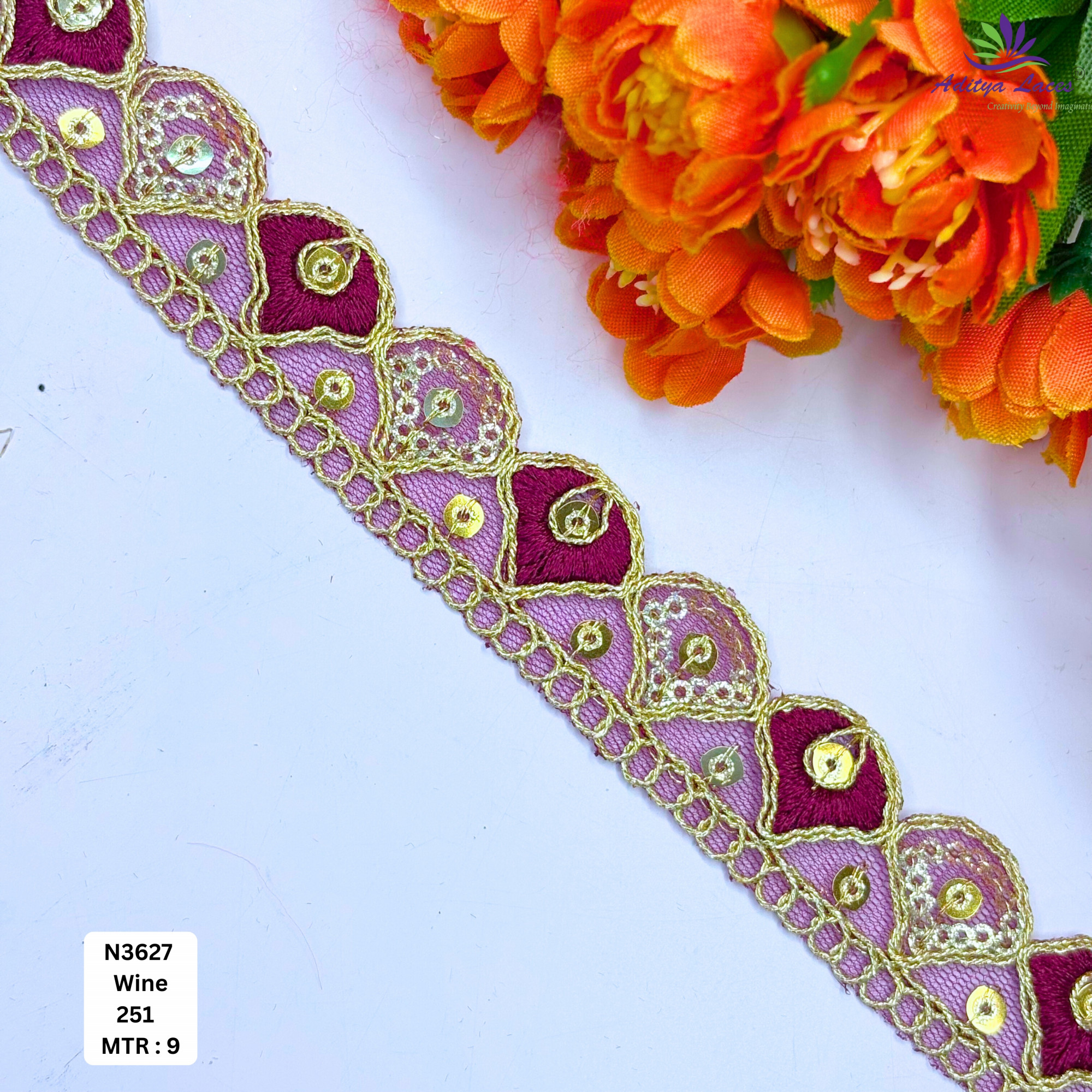 Fancy Embroidered Net Lace Border for Saree Bridal Wear