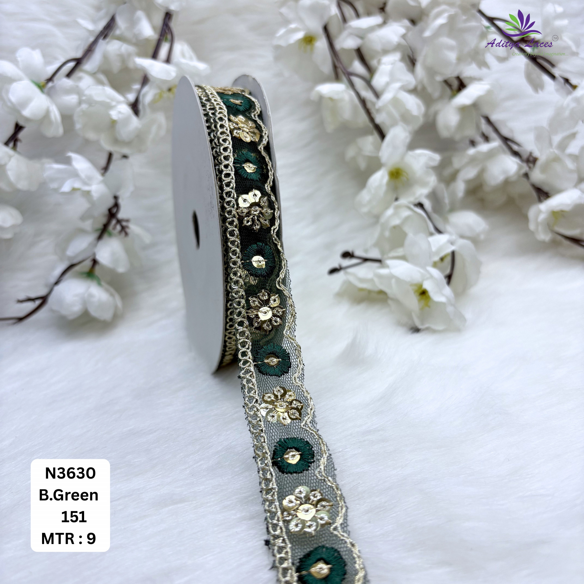 Fancy Embroidered Net Lace Border for Saree Bridal Wear