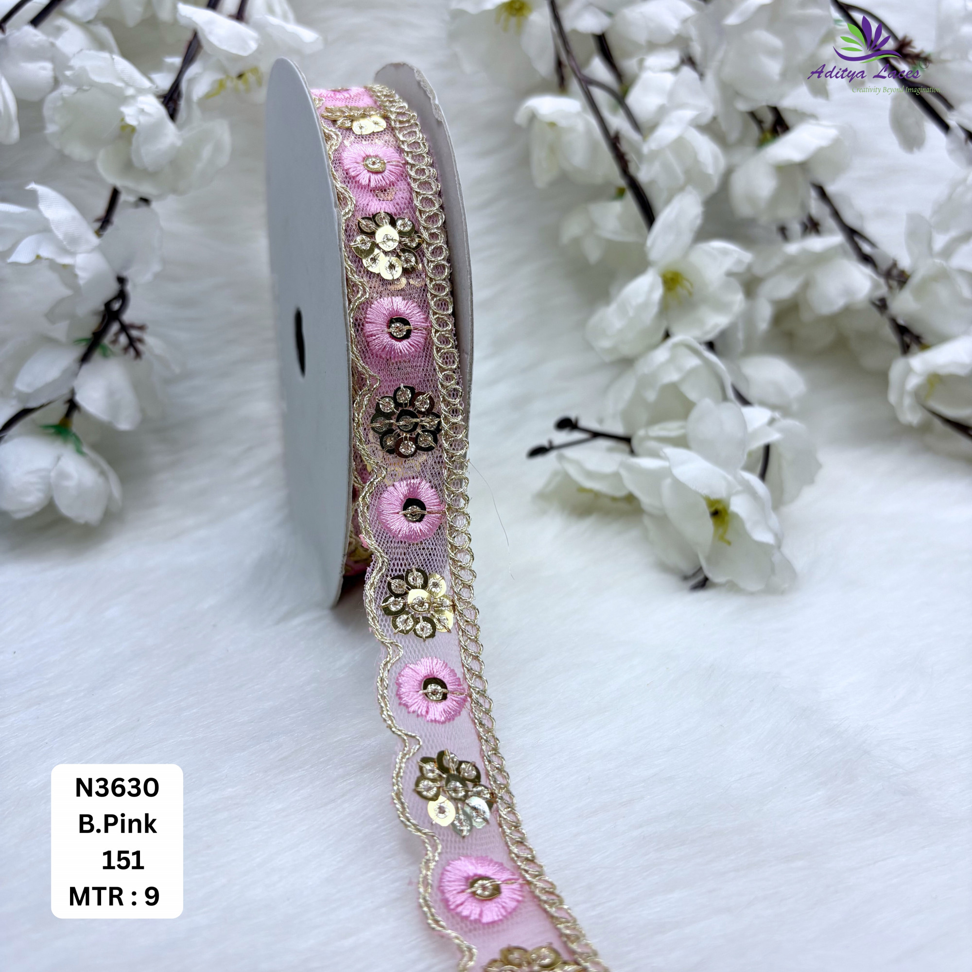 Fancy Embroidered Net Lace Border for Saree Bridal Wear