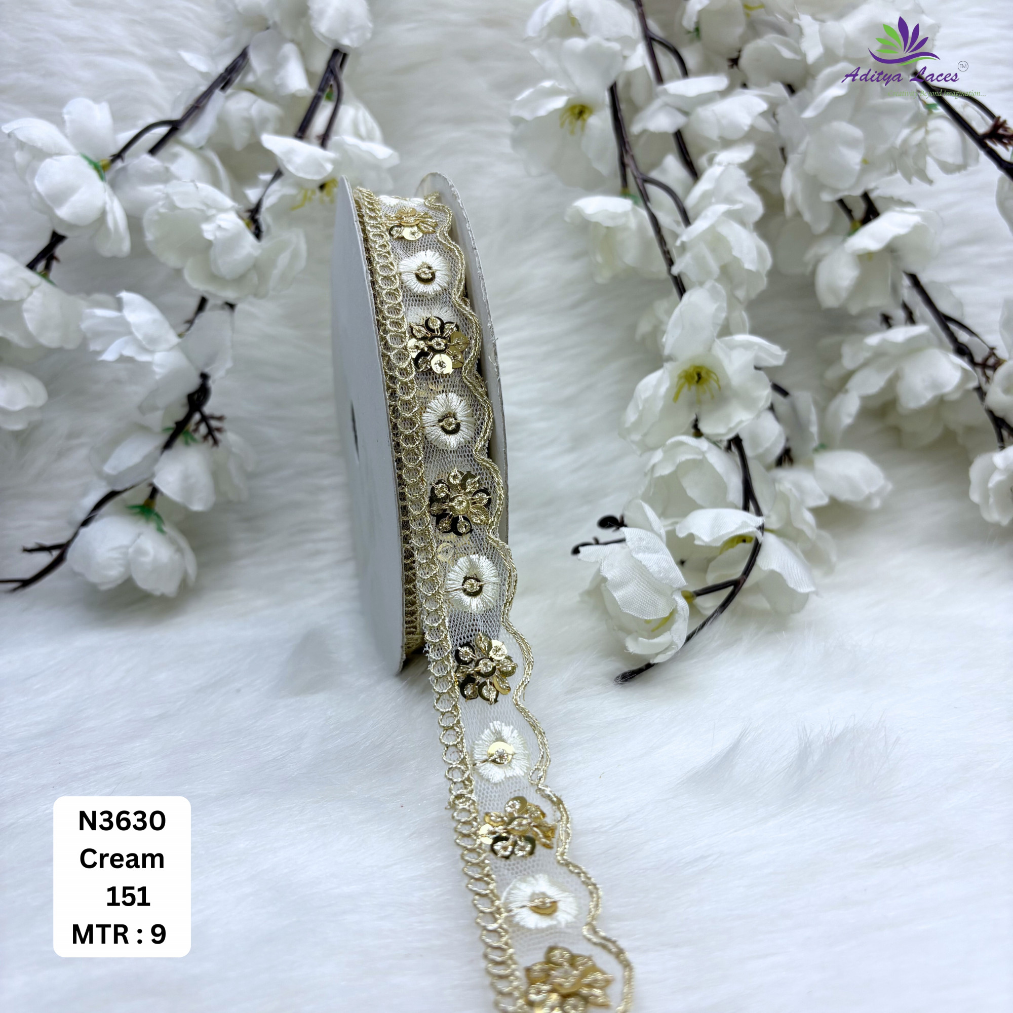 Fancy Embroidered Net Lace Border for Saree Bridal Wear