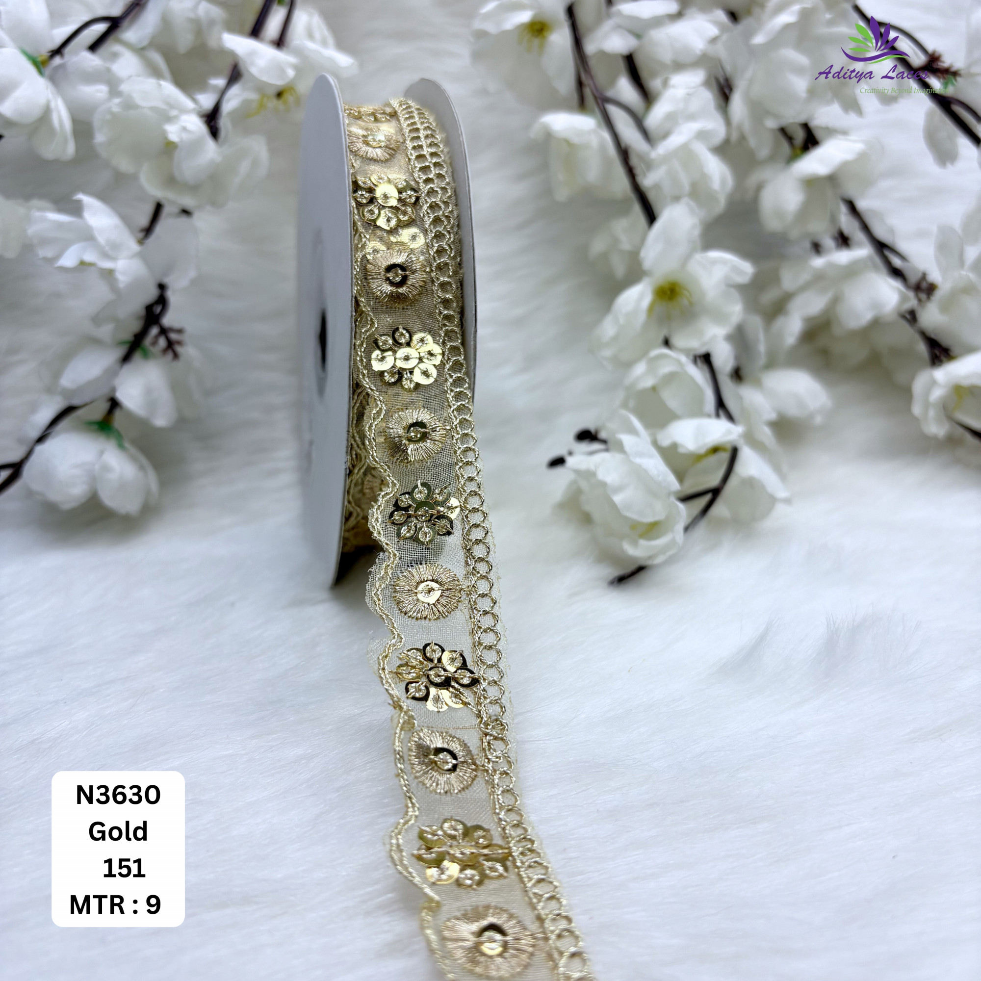 Fancy Embroidered Net Lace Border for Saree Bridal Wear