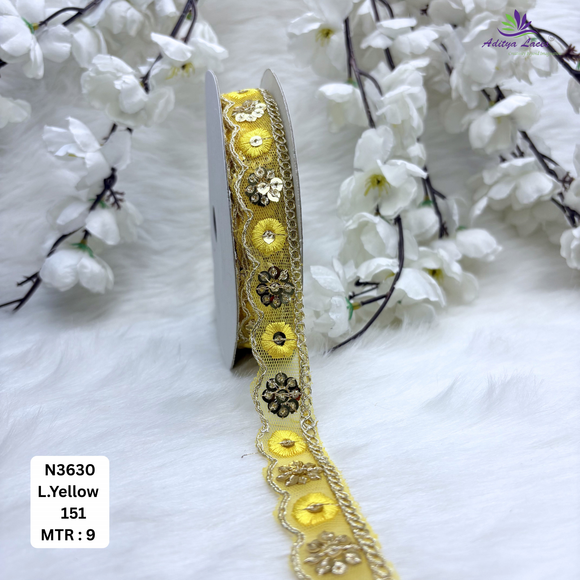 Fancy Embroidered Net Lace Border for Saree Bridal Wear