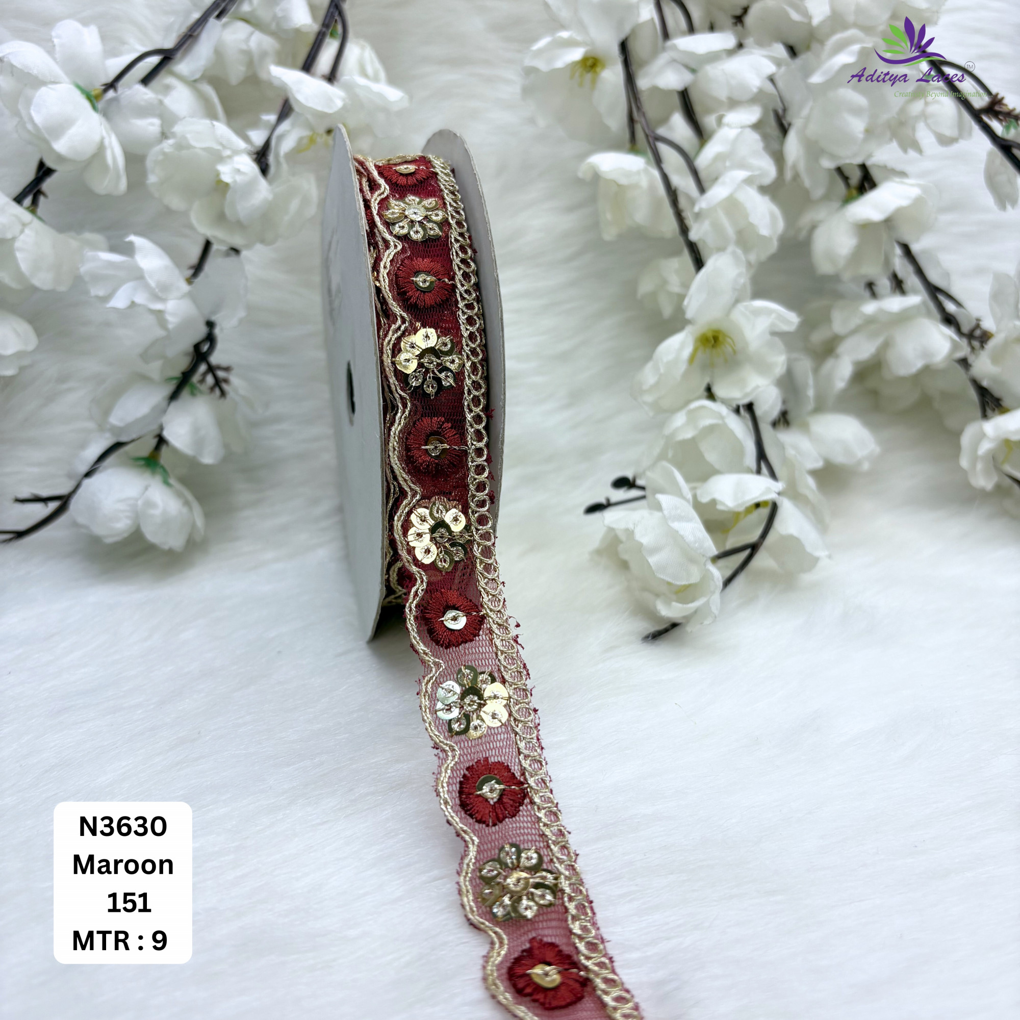 Fancy Embroidered Net Lace Border for Saree Bridal Wear
