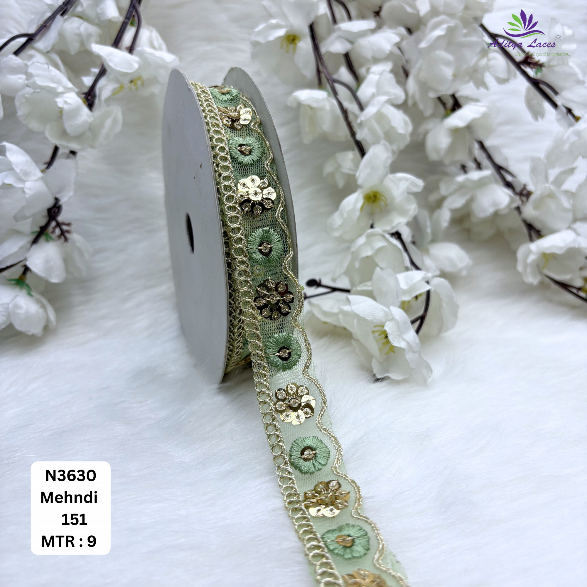 Fancy Embroidered Net Lace Border for Saree Bridal Wear