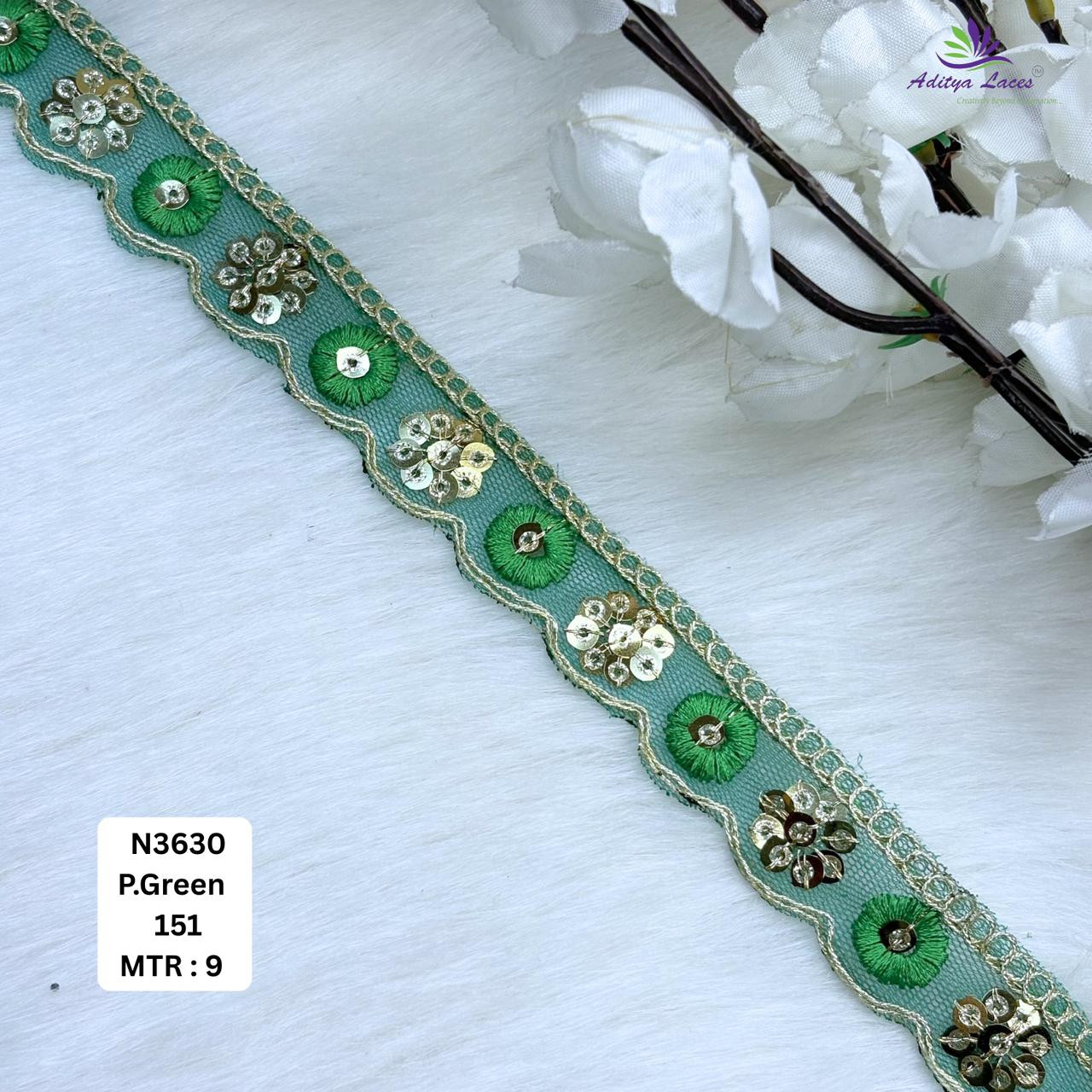 Fancy Embroidered Net Lace Border for Saree Bridal Wear