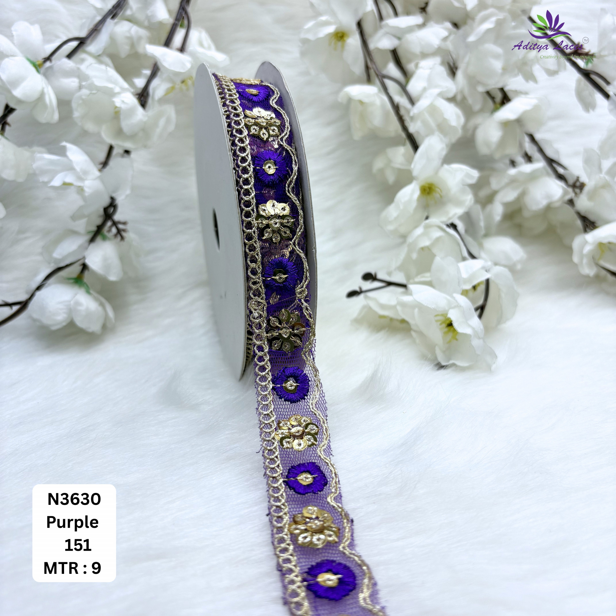 Fancy Embroidered Net Lace Border for Saree Bridal Wear
