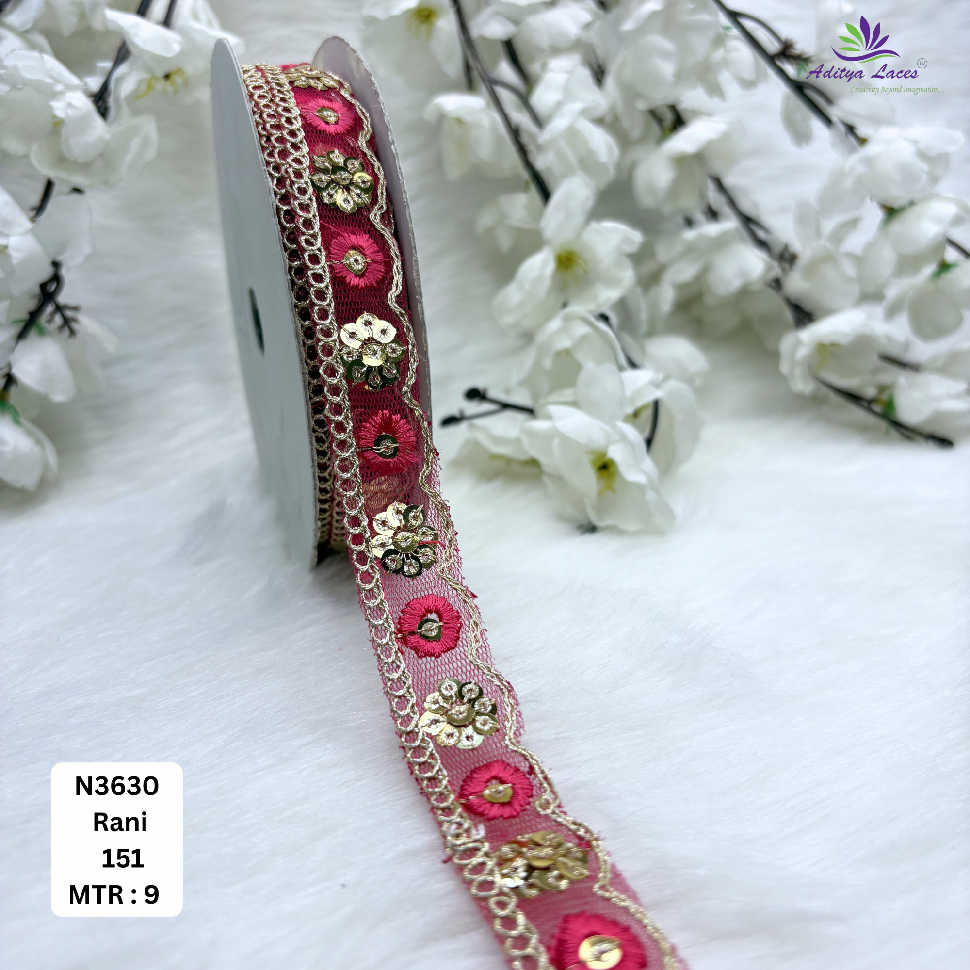 Fancy Embroidered Net Lace Border for Saree Bridal Wear