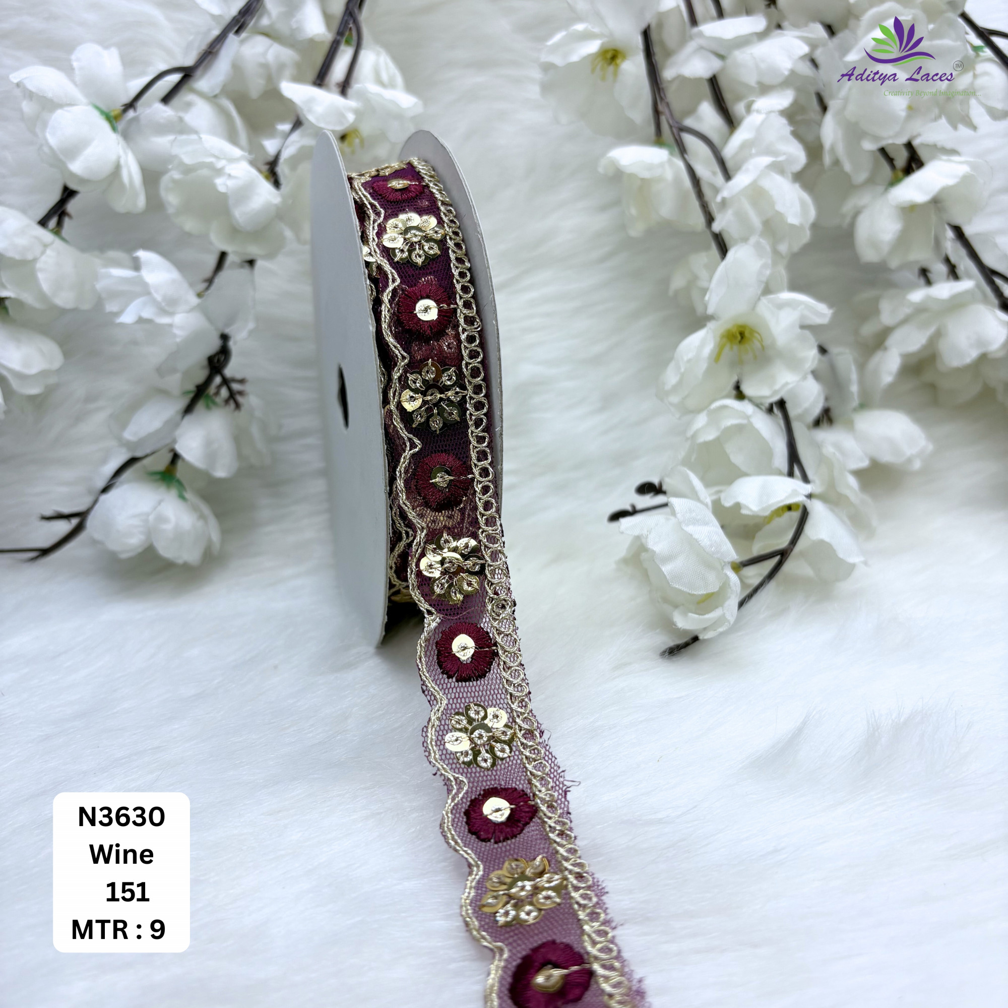 Fancy Embroidered Net Lace Border for Saree Bridal Wear