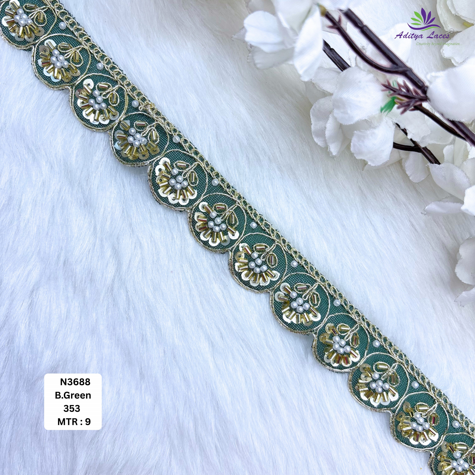 Stylish Embroidered Net Lace Border for Saree Bridal Wear