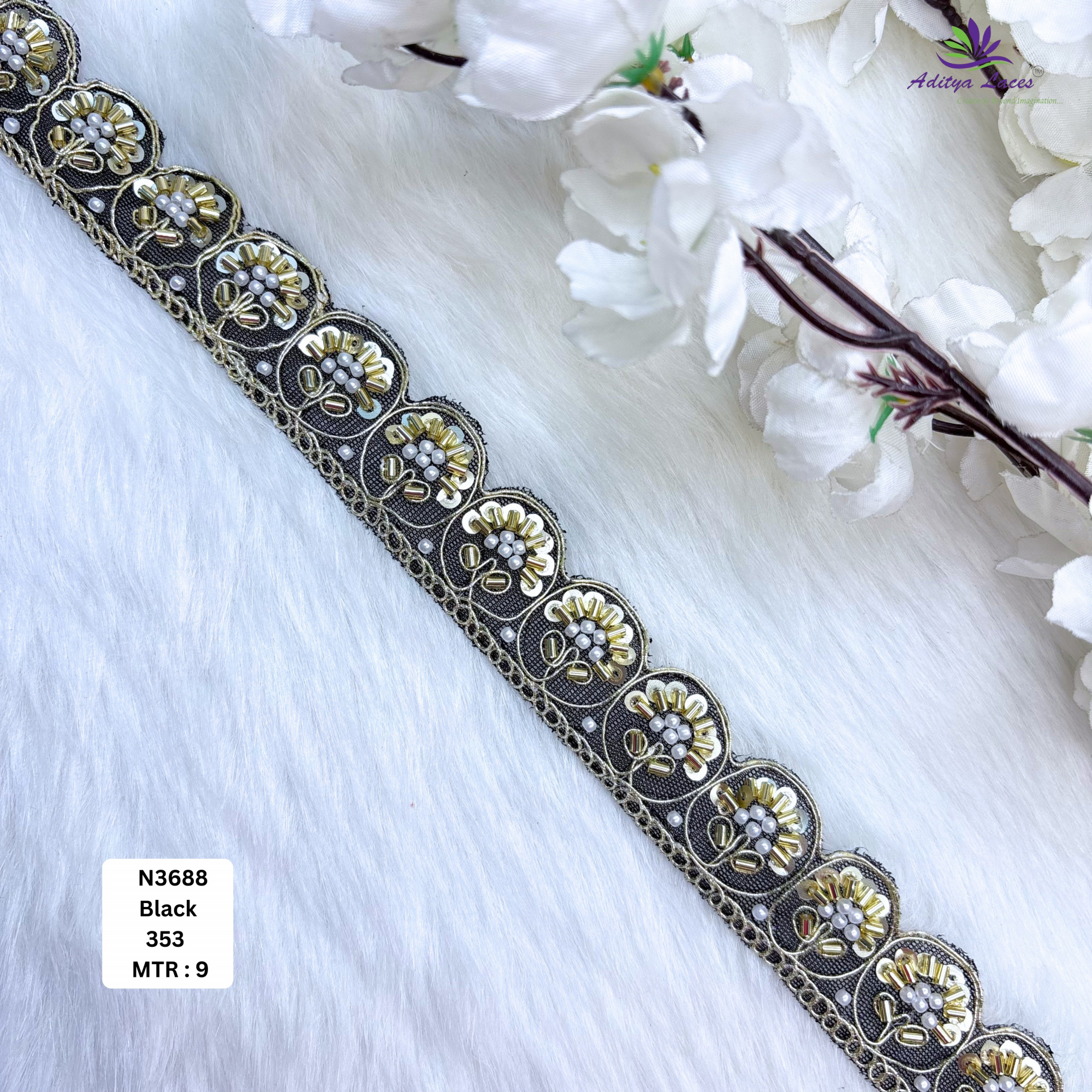 Stylish Embroidered Net Lace Border for Saree Bridal Wear