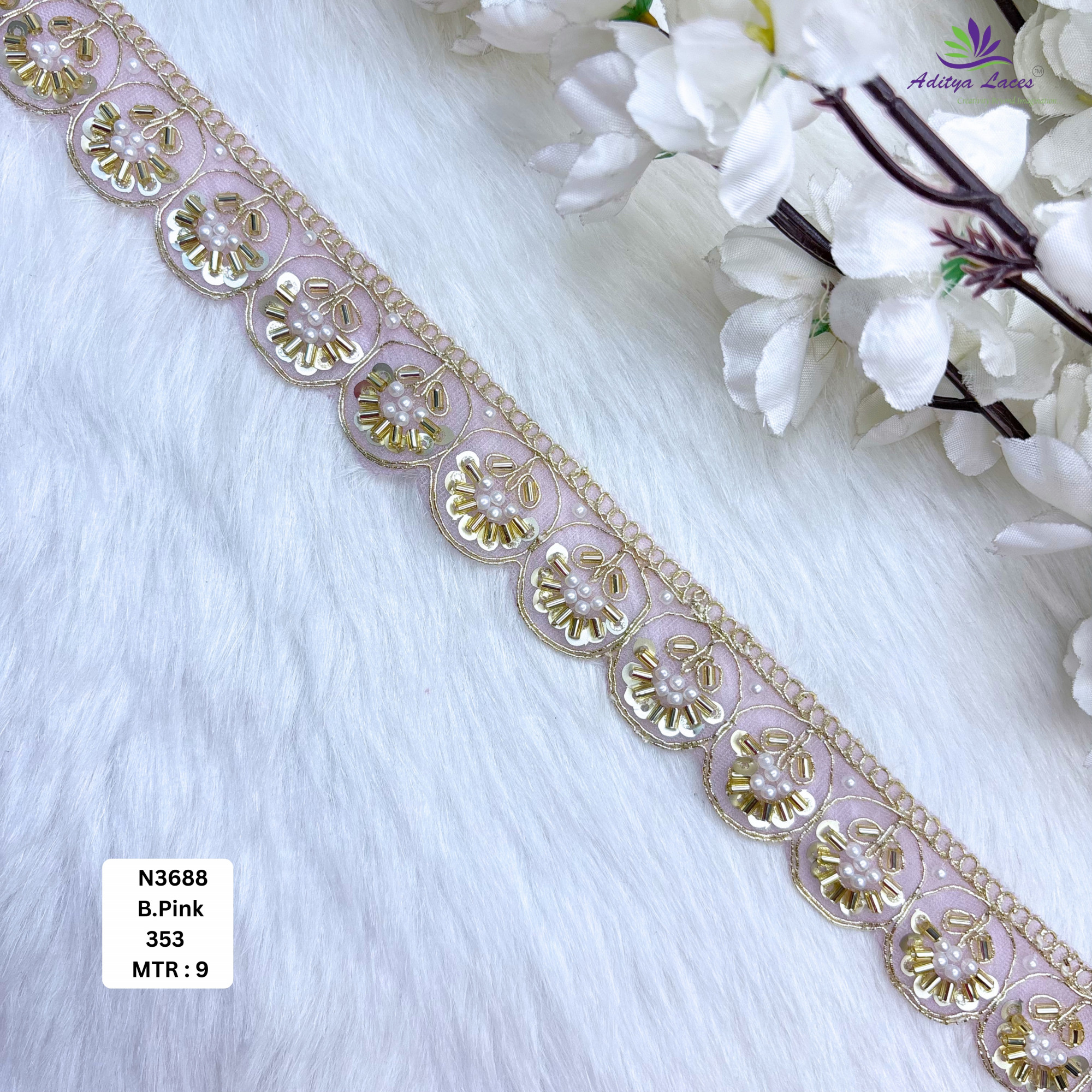 Stylish Embroidered Net Lace Border for Saree Bridal Wear