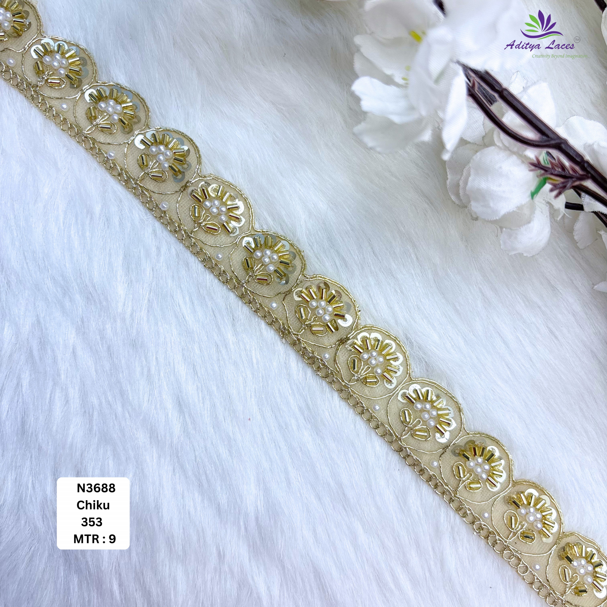 Stylish Embroidered Net Lace Border for Saree Bridal Wear