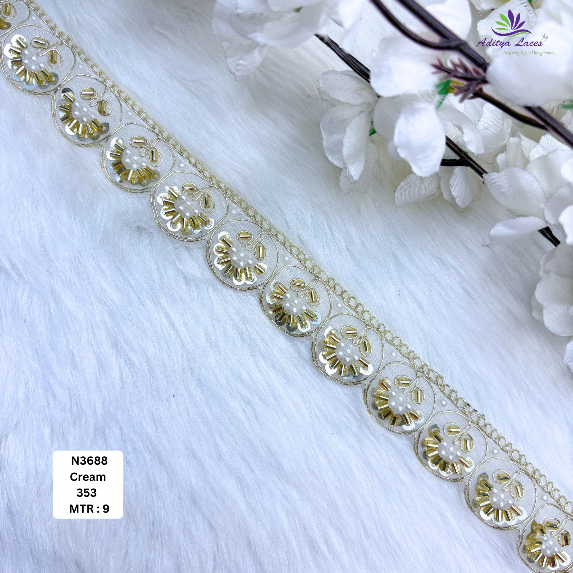 Stylish Embroidered Net Lace Border for Saree Bridal Wear