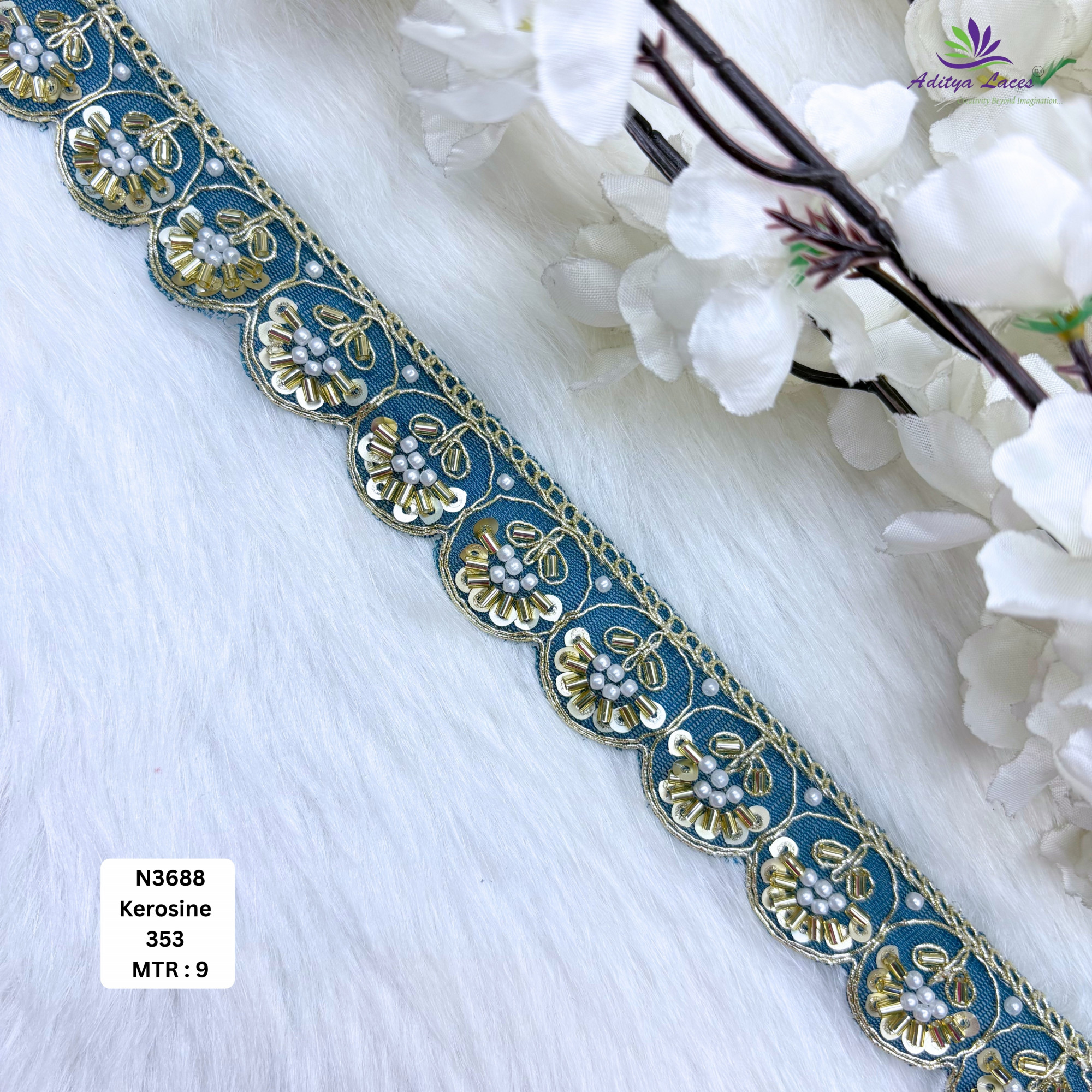 Stylish Embroidered Net Lace Border for Saree Bridal Wear