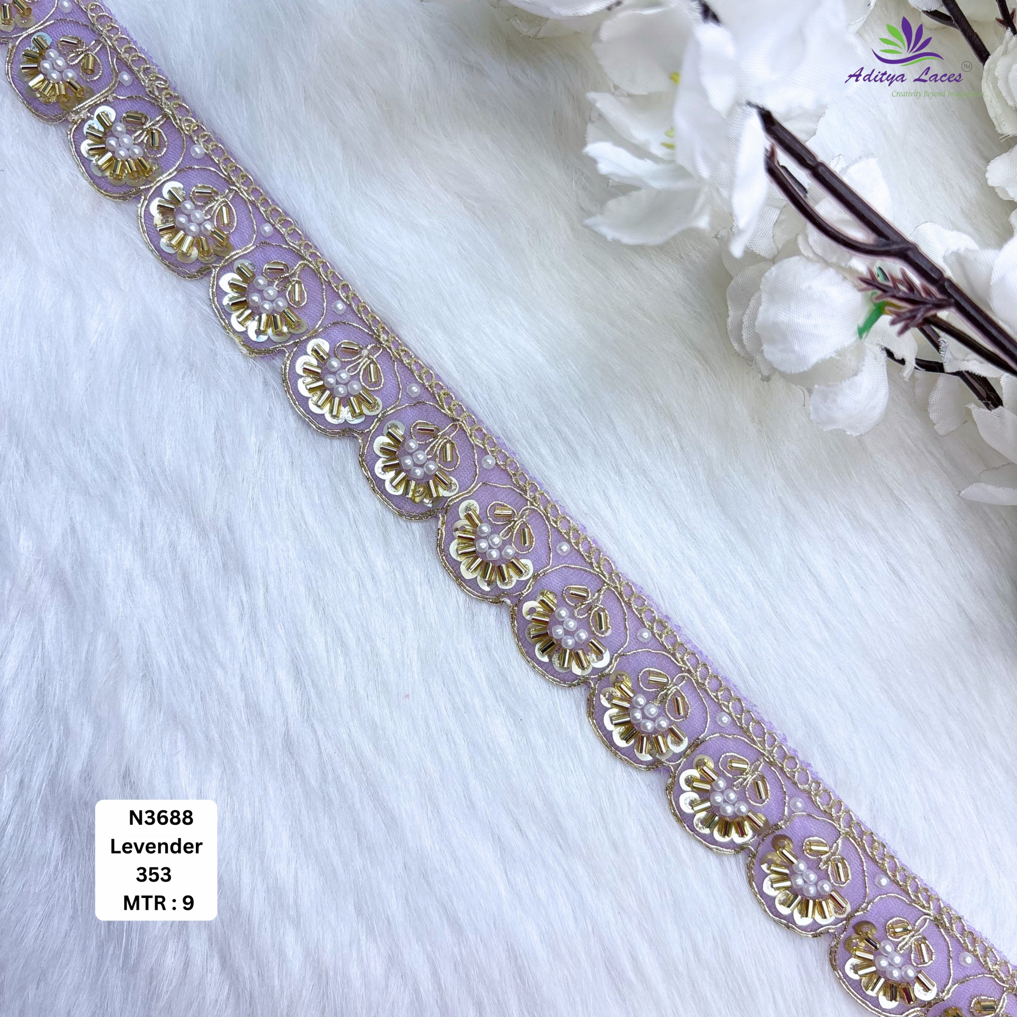 Stylish Embroidered Net Lace Border for Saree Bridal Wear