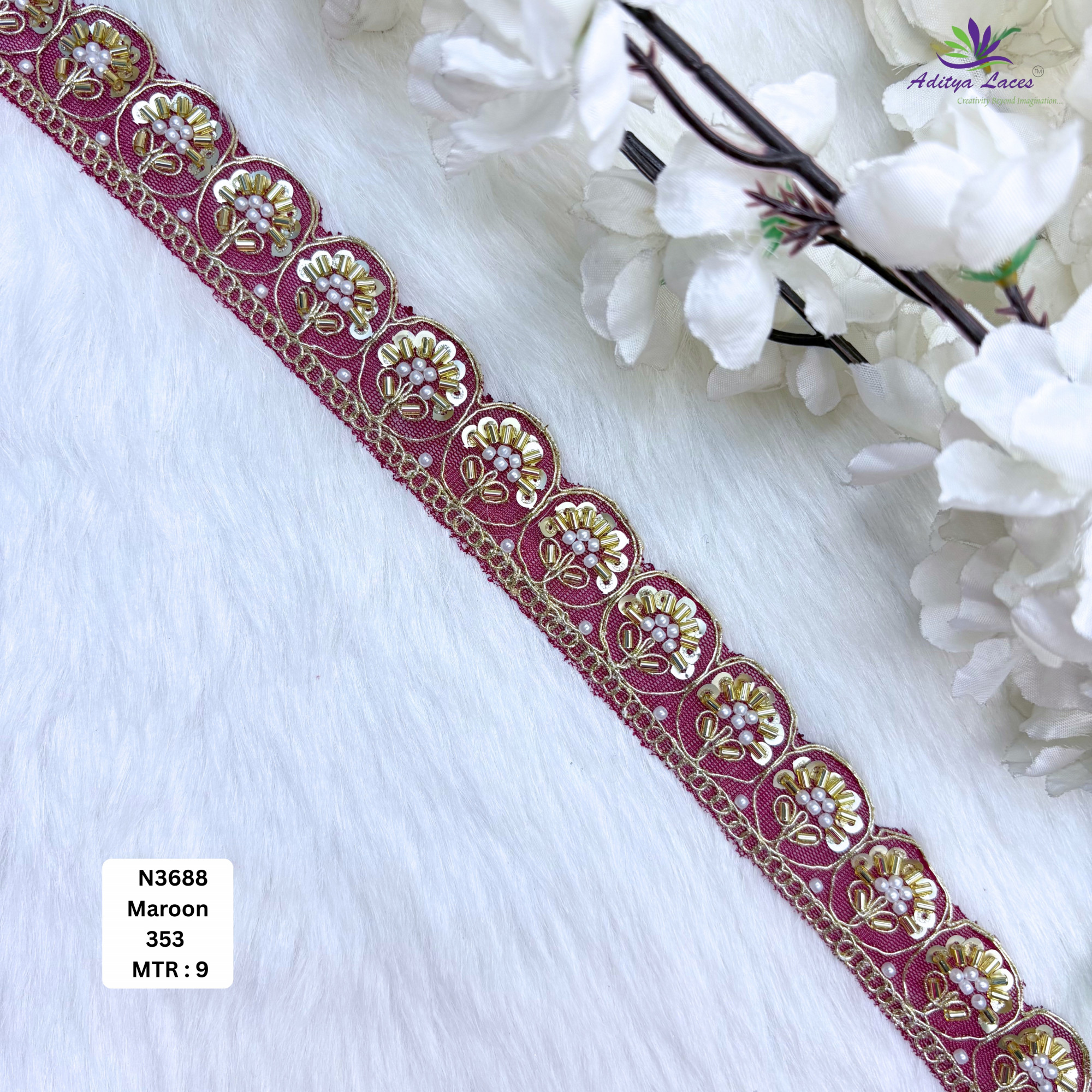 Stylish Embroidered Net Lace Border for Saree Bridal Wear