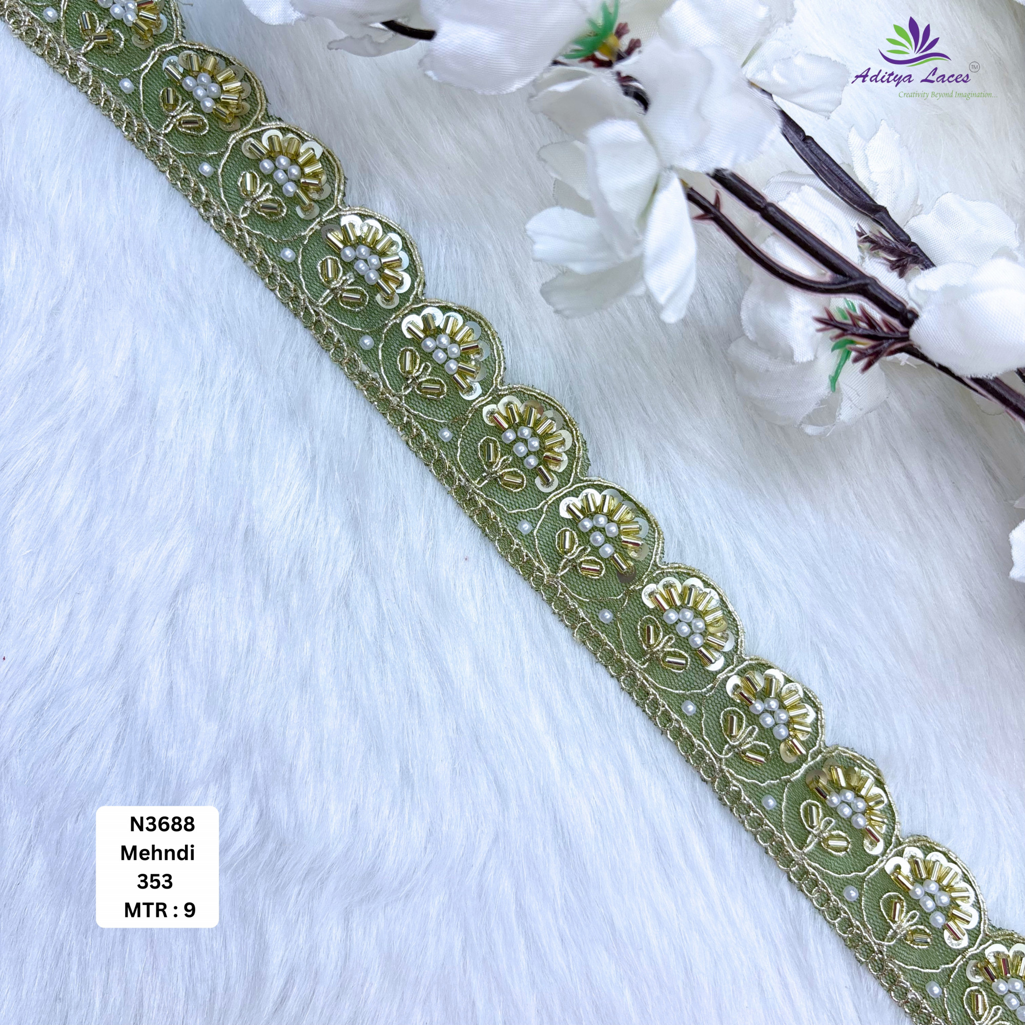 Stylish Embroidered Net Lace Border for Saree Bridal Wear