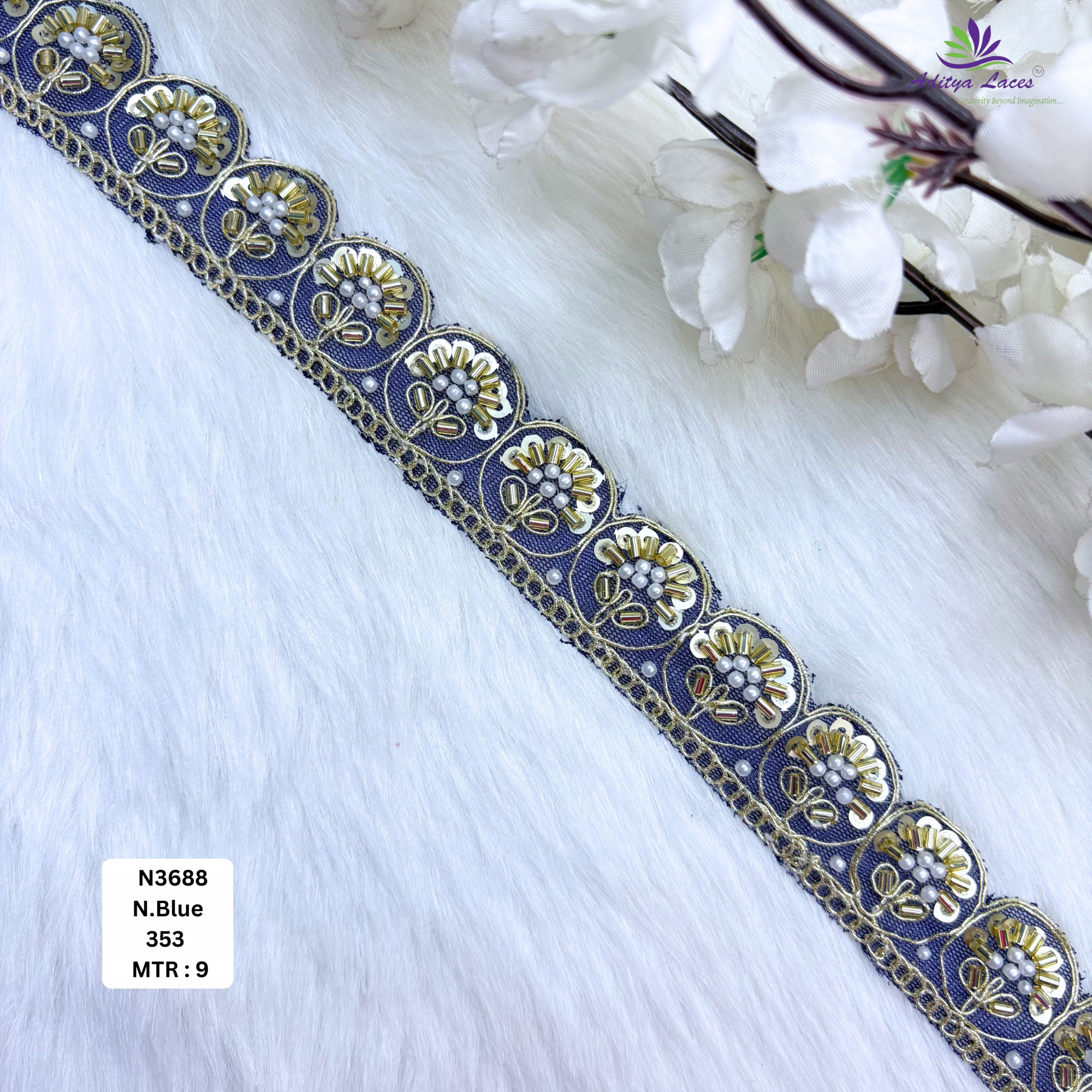 Stylish Embroidered Net Lace Border for Saree Bridal Wear