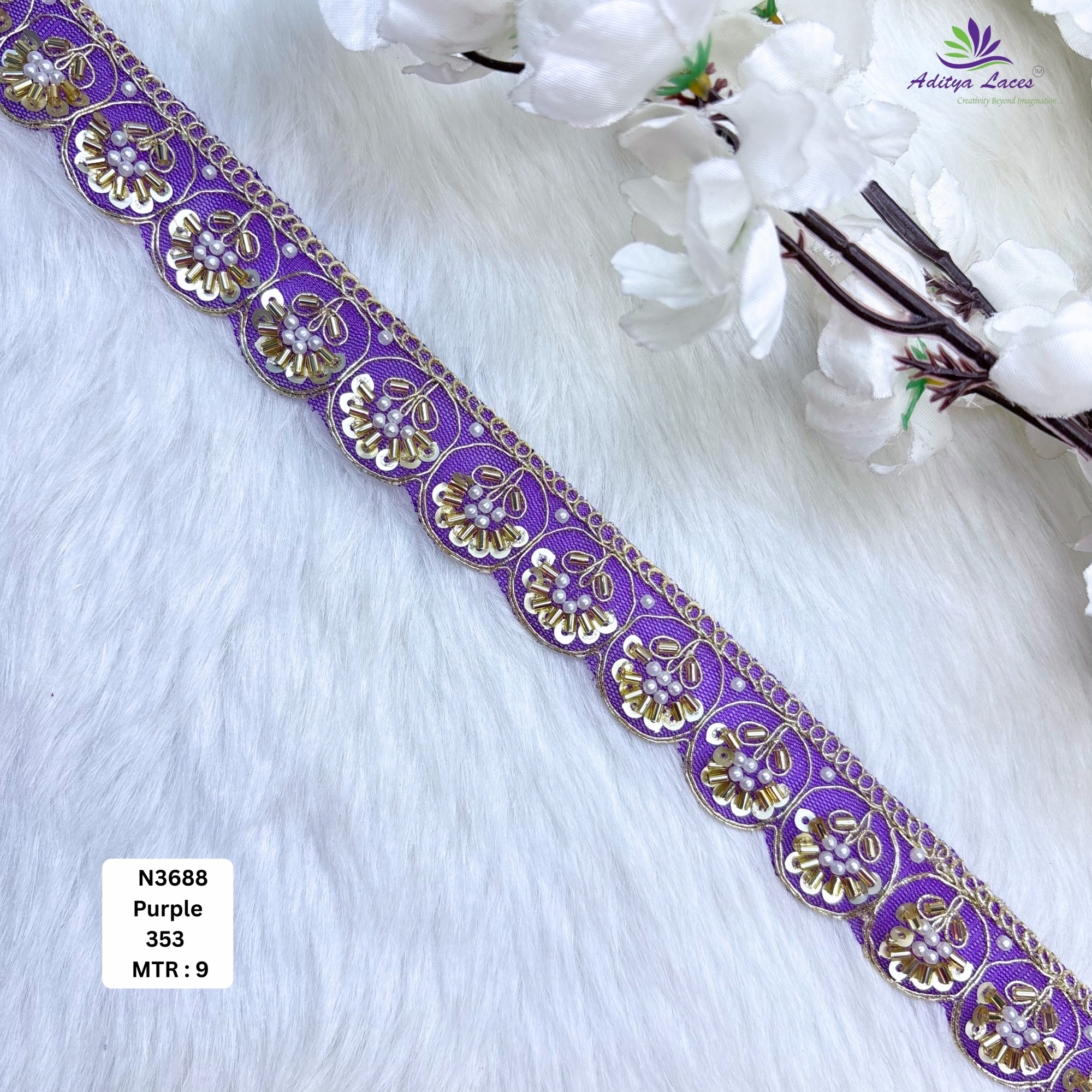 Stylish Embroidered Net Lace Border for Saree Bridal Wear