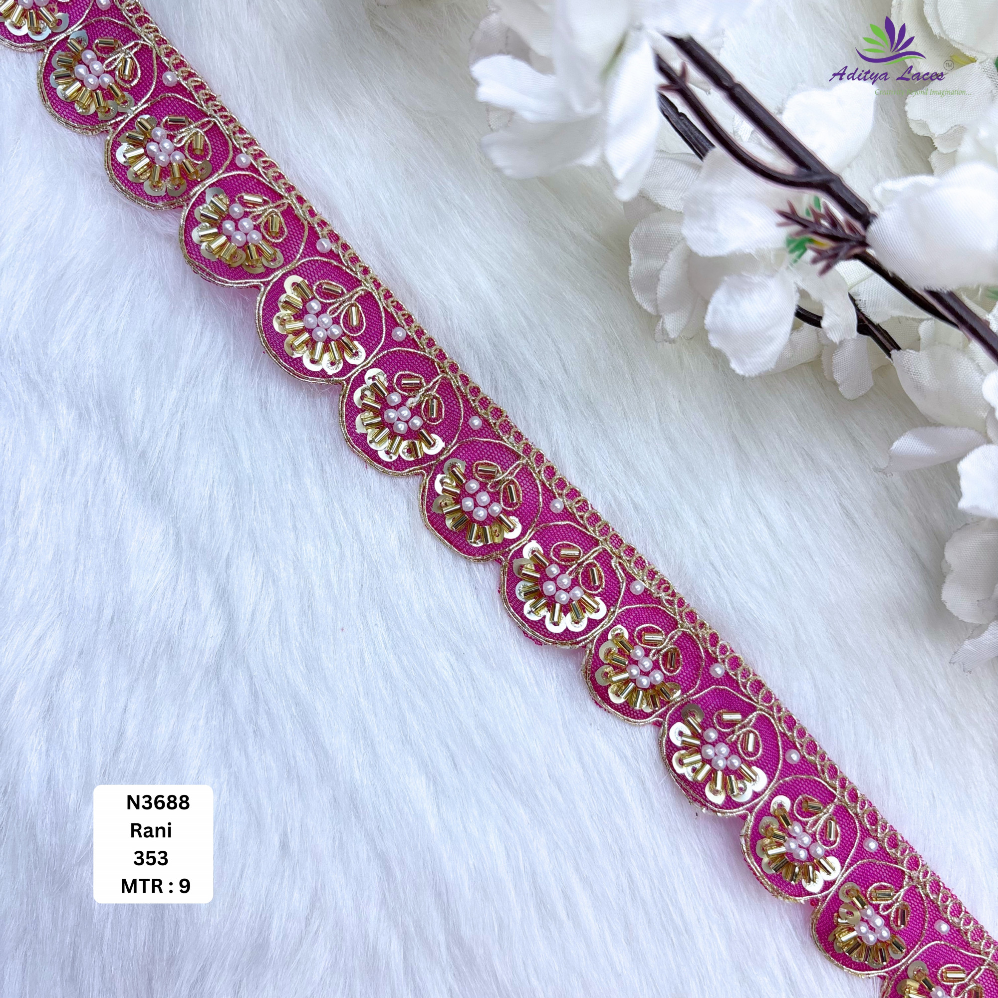 Stylish Embroidered Net Lace Border for Saree Bridal Wear