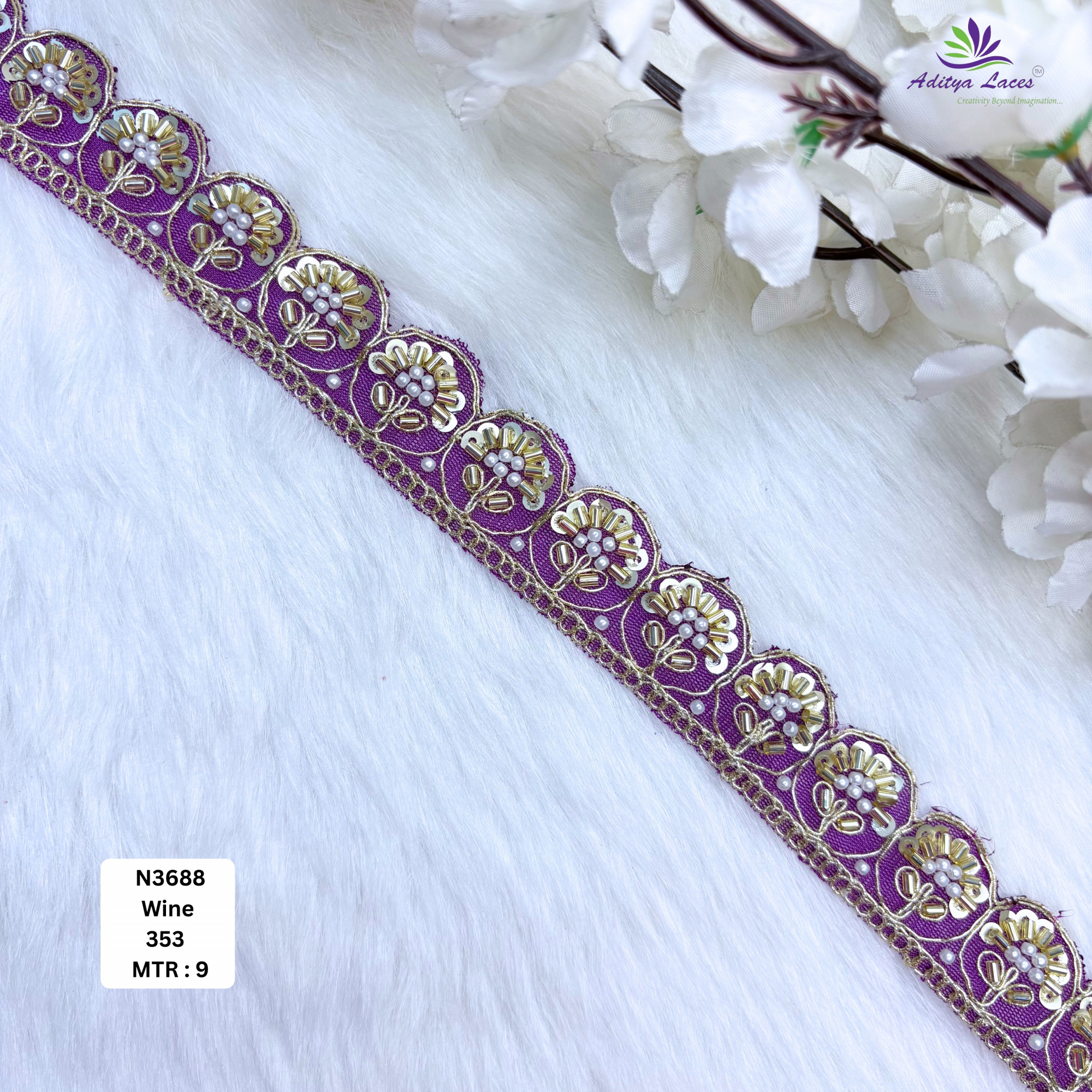 Stylish Embroidered Net Lace Border for Saree Bridal Wear