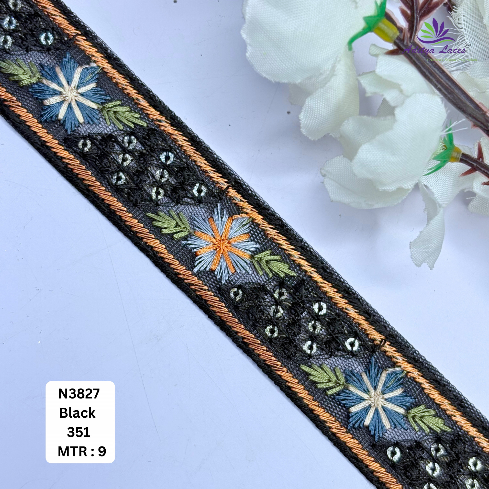 Decorative Embroidered Net Lace Border for Saree Bridal Wear