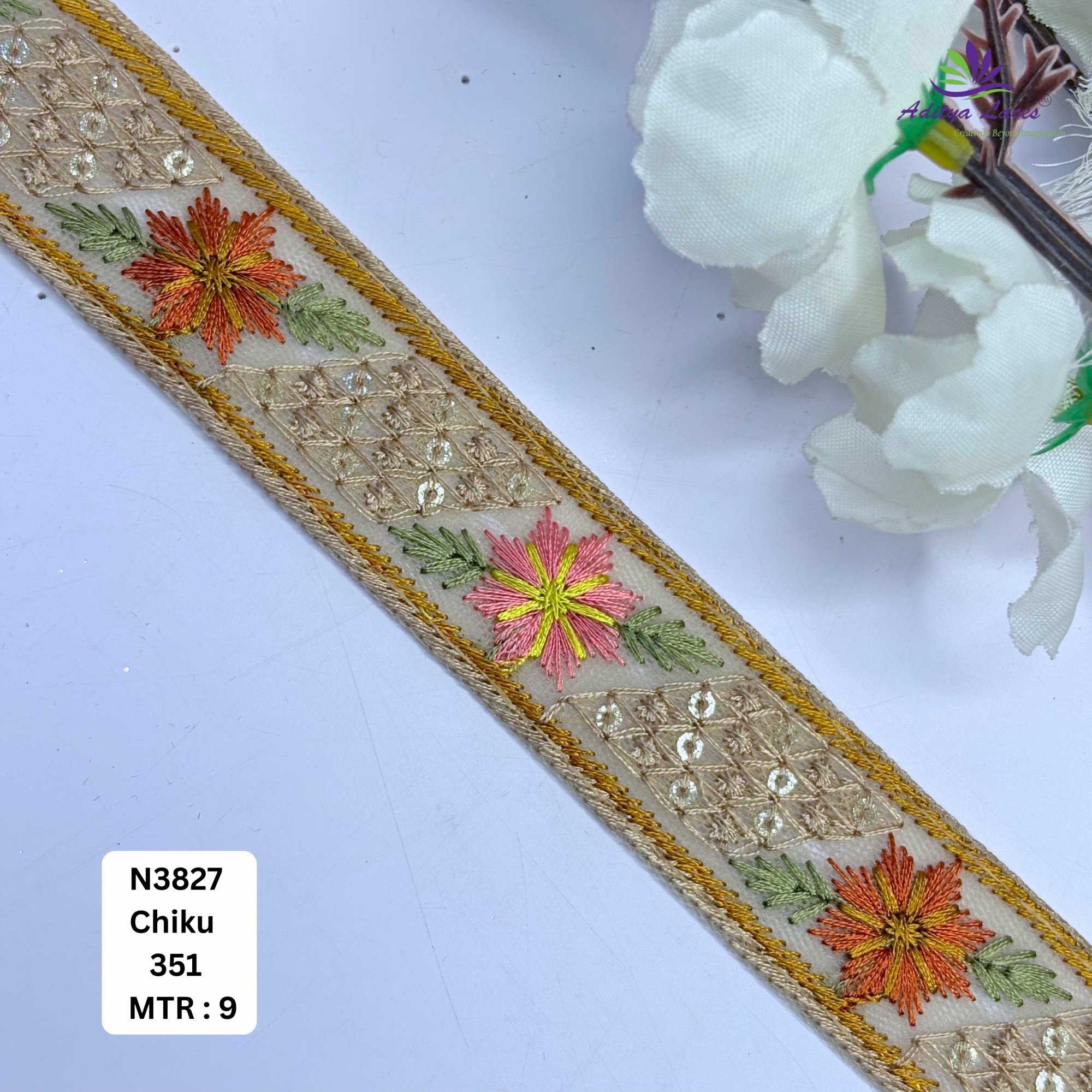 Decorative Embroidered Net Lace Border for Saree Bridal Wear